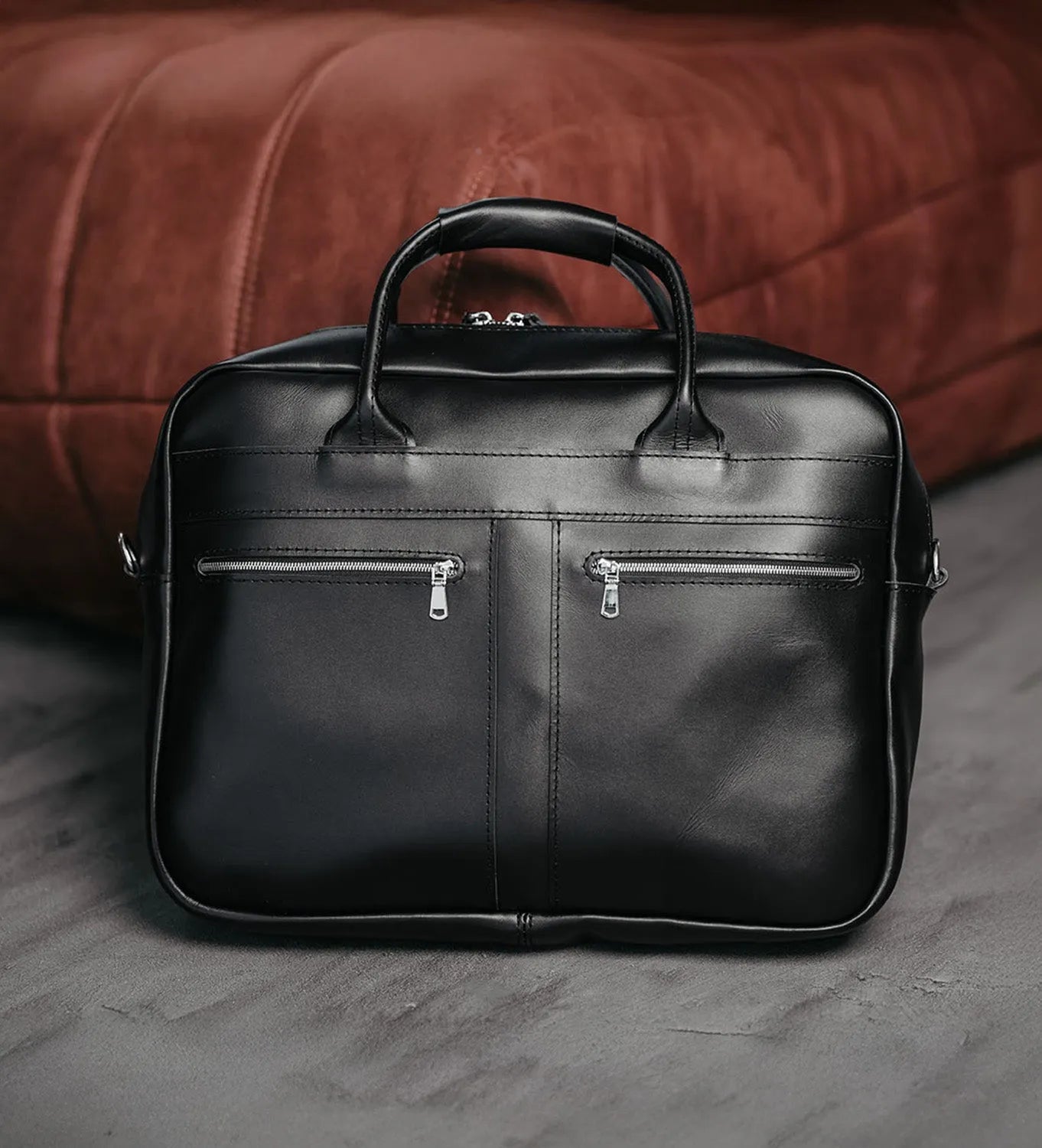 Men's Zippered Leather Briefcase – Work & Everyday Laptop Bag
