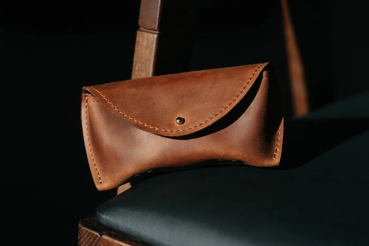 Handmade Waxed Matte Leather Case for Sunglasses
