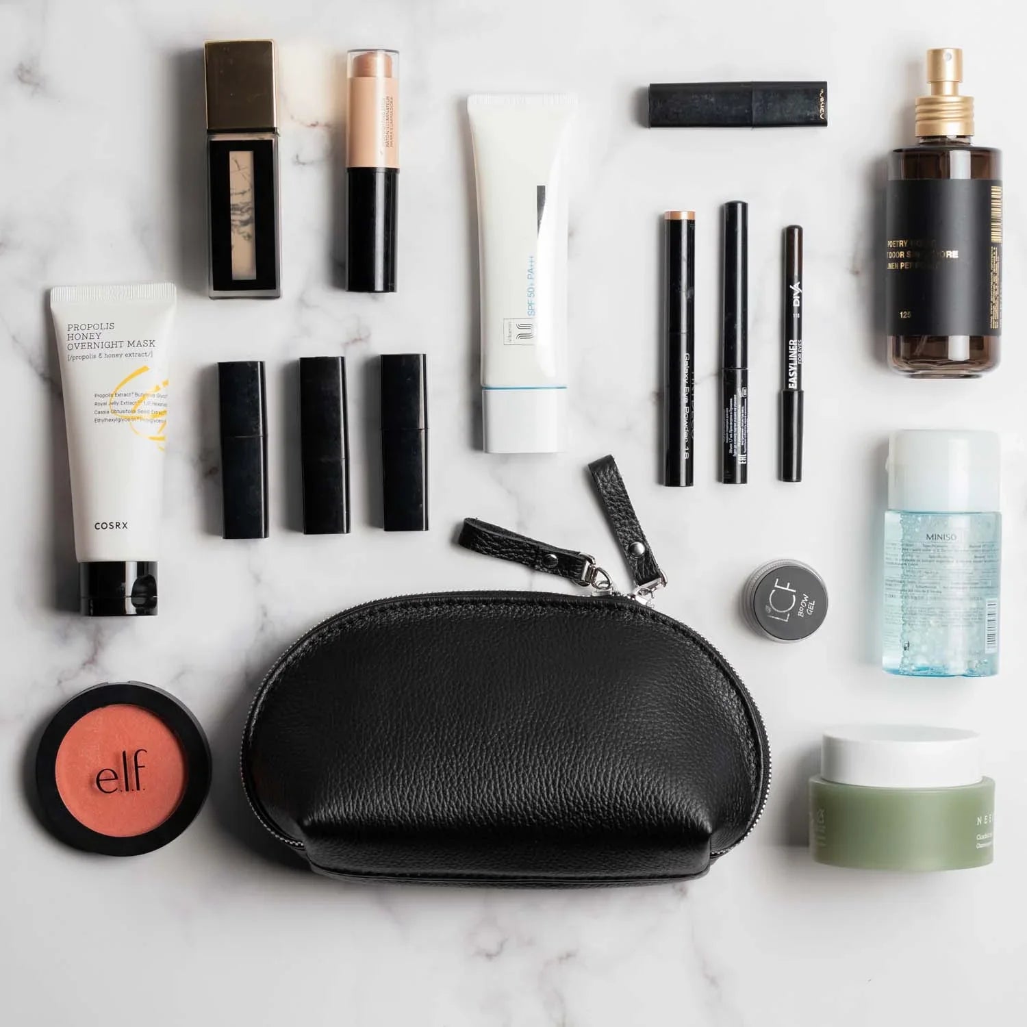 Full Grain Leather Makeup Bag for Women | Mirana