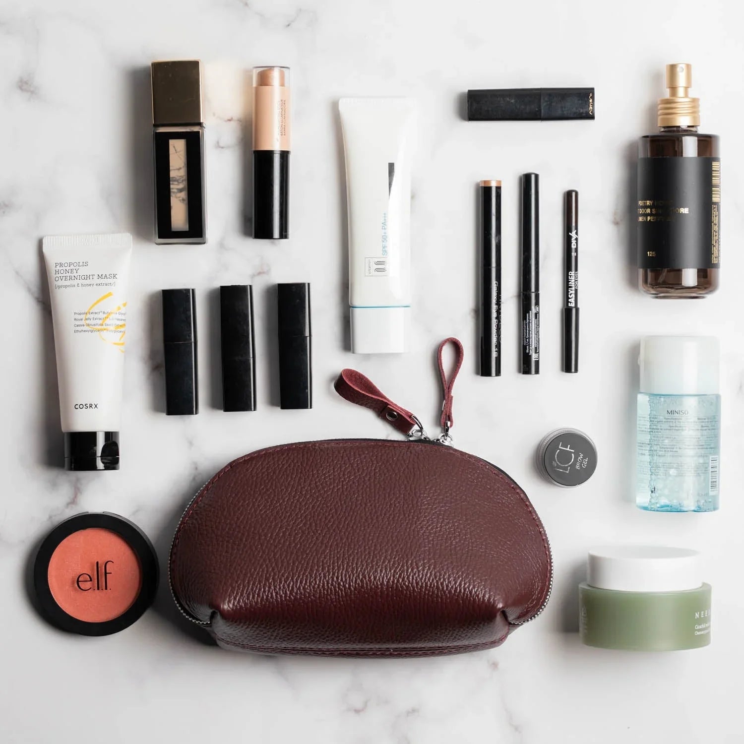 Full Grain Leather Makeup Bag for Women | Mirana
