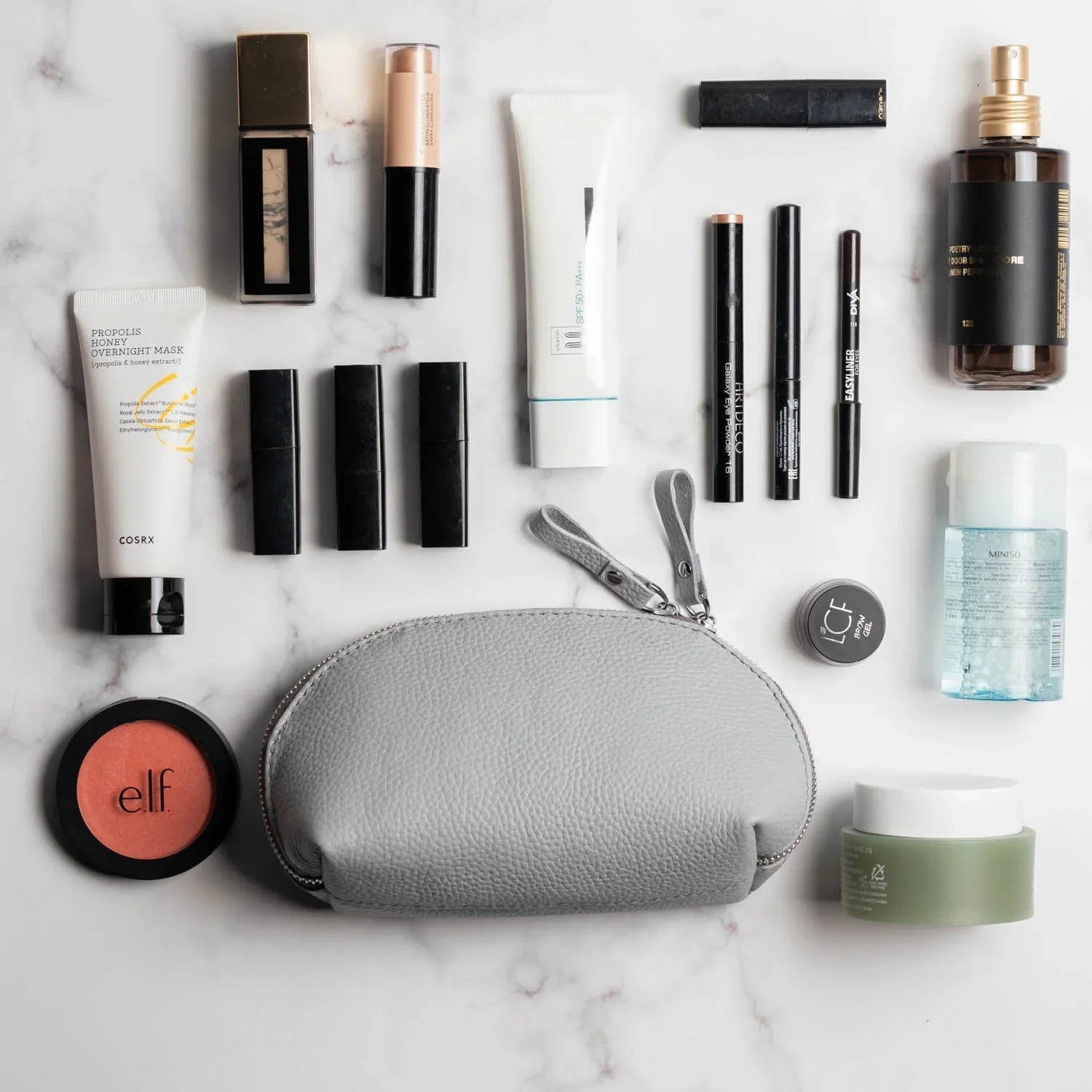 Full Grain Leather Makeup Bag for Women | Mirana