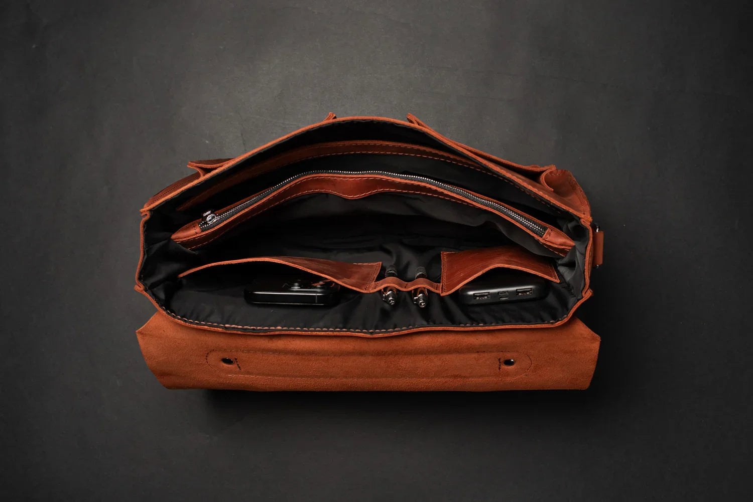 Waxed Matte Leather Satchel Bag | Barrister