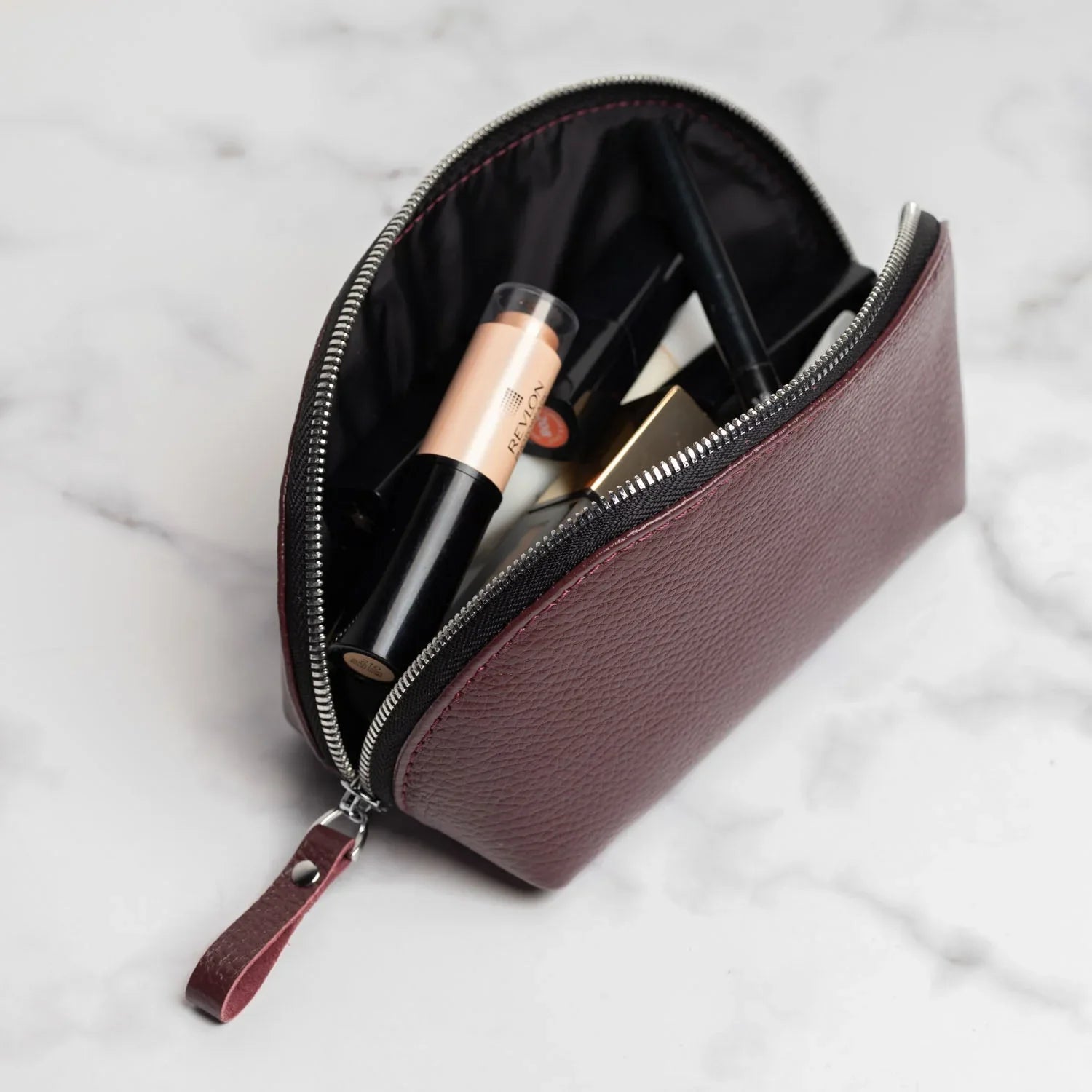 Full Grain Leather Makeup Bag for Women | Mirana