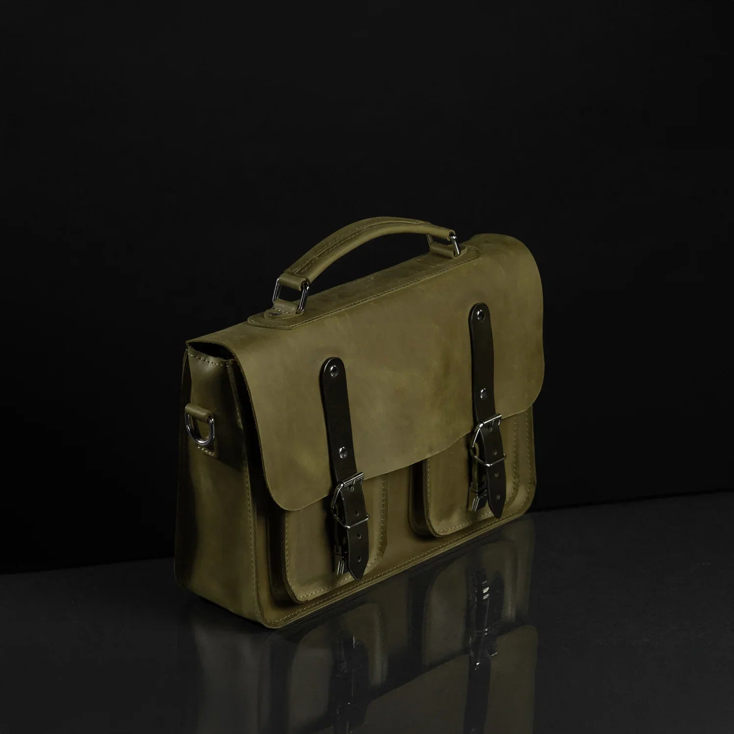 Waxed Matte Leather Satchel Bag | Barrister