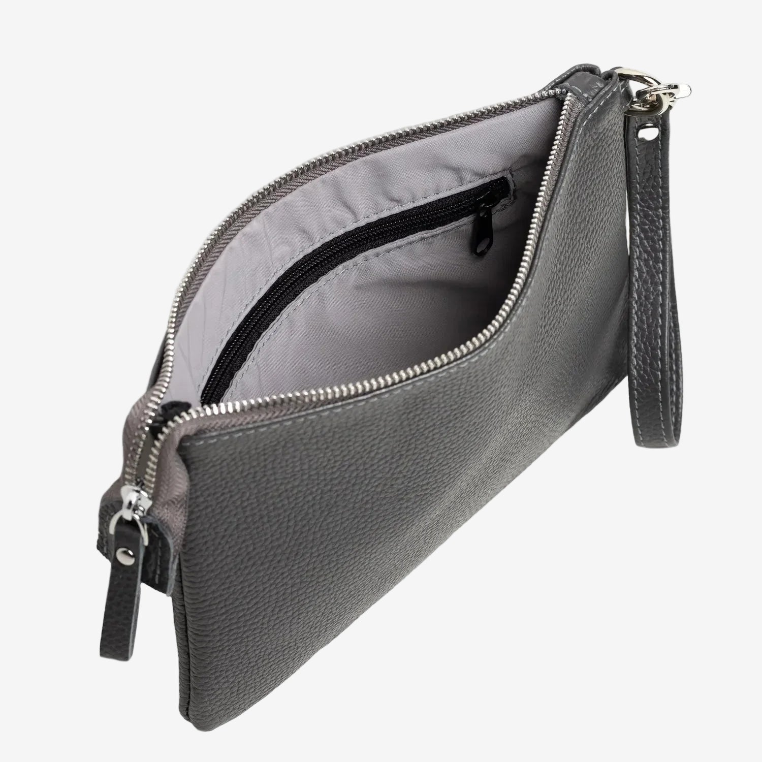 Grainy Leather Clutch with Zipper – 3 Sizes