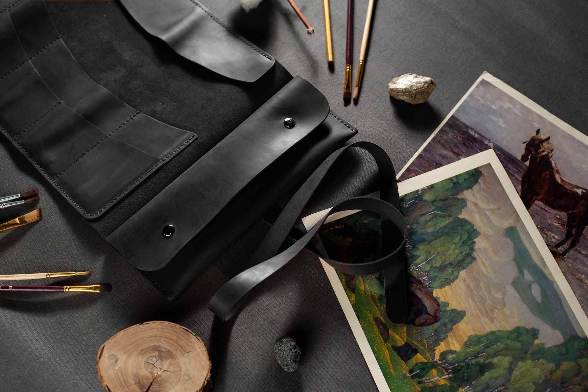 Artist’s Brush and Tool Roll – Handmade in Waxed Leather