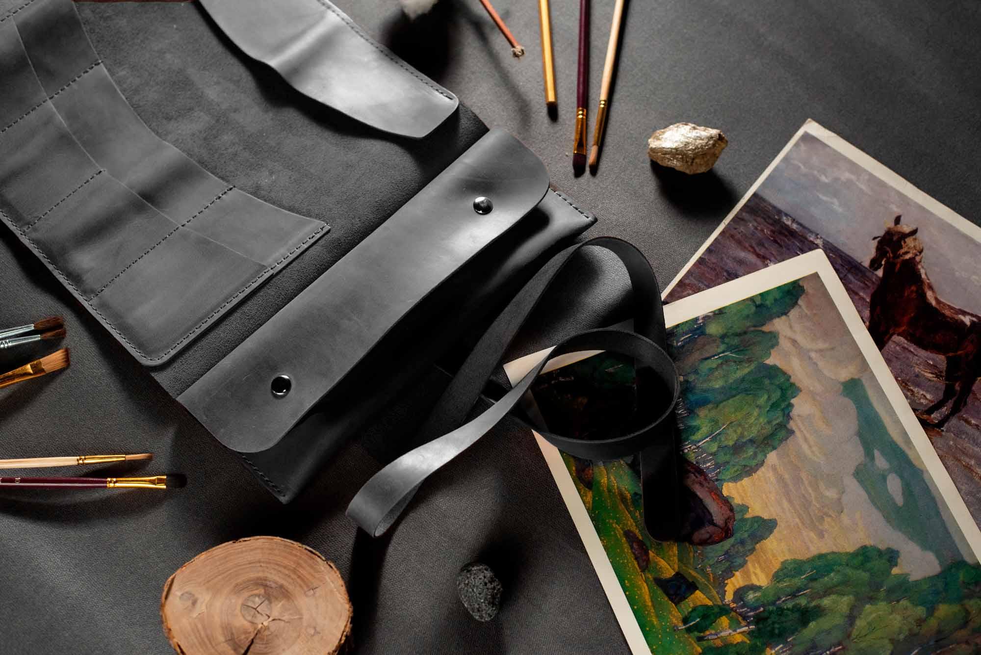 Artist’s Brush and Tool Roll – Handmade in Waxed Leather