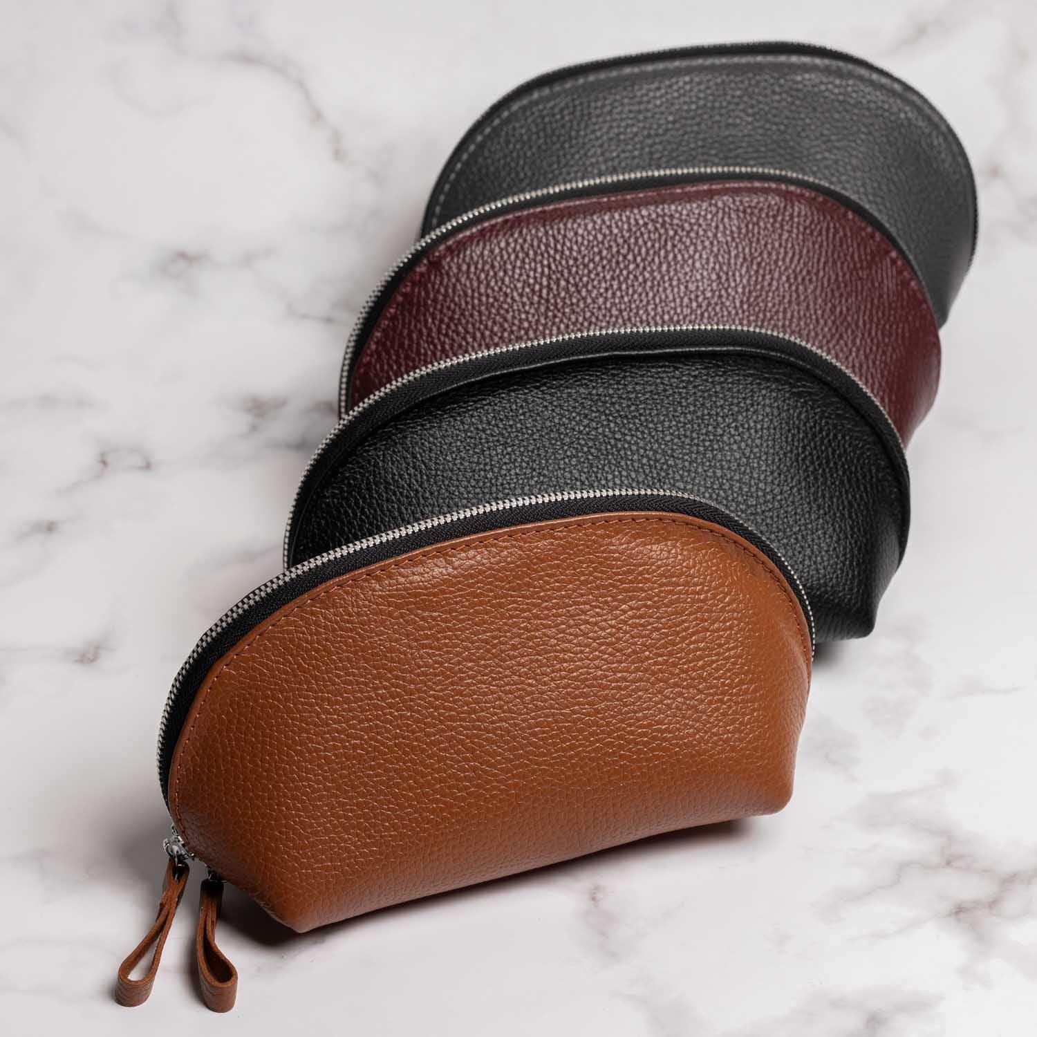 Full Grain Leather Makeup Bag for Women | Mirana