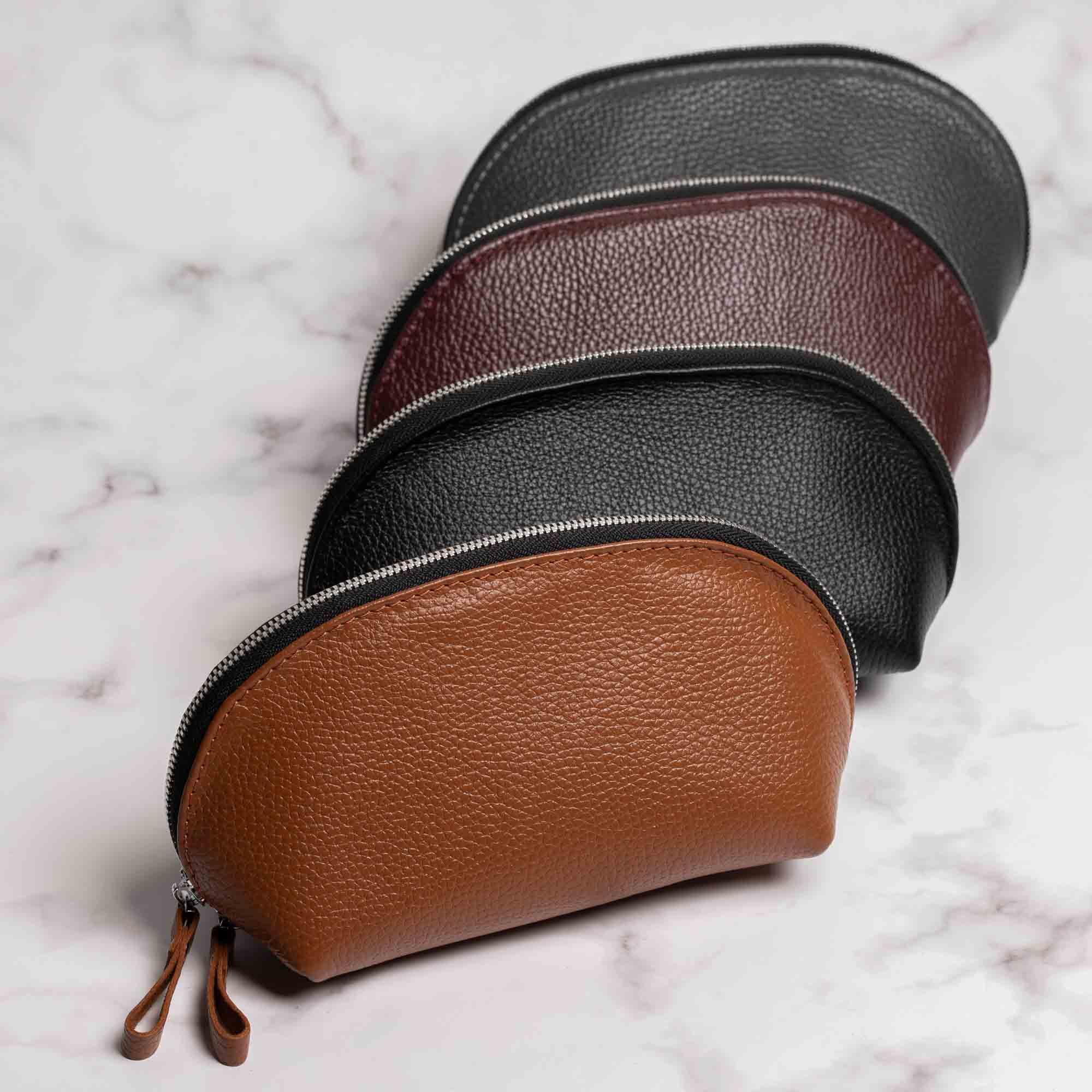 Full Grain Leather Makeup Bag for Women | Mirana