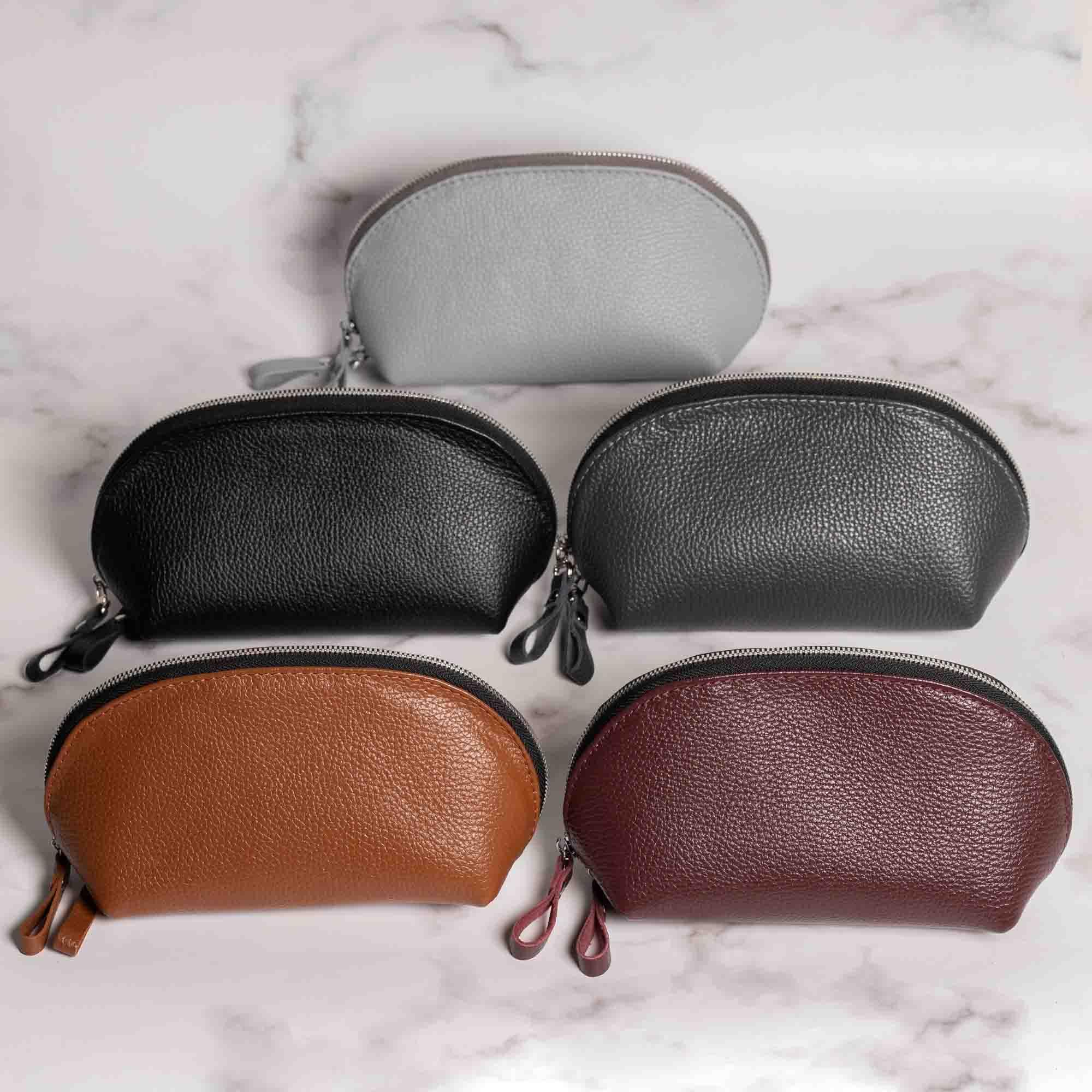 Full Grain Leather Makeup Bag for Women | Mirana