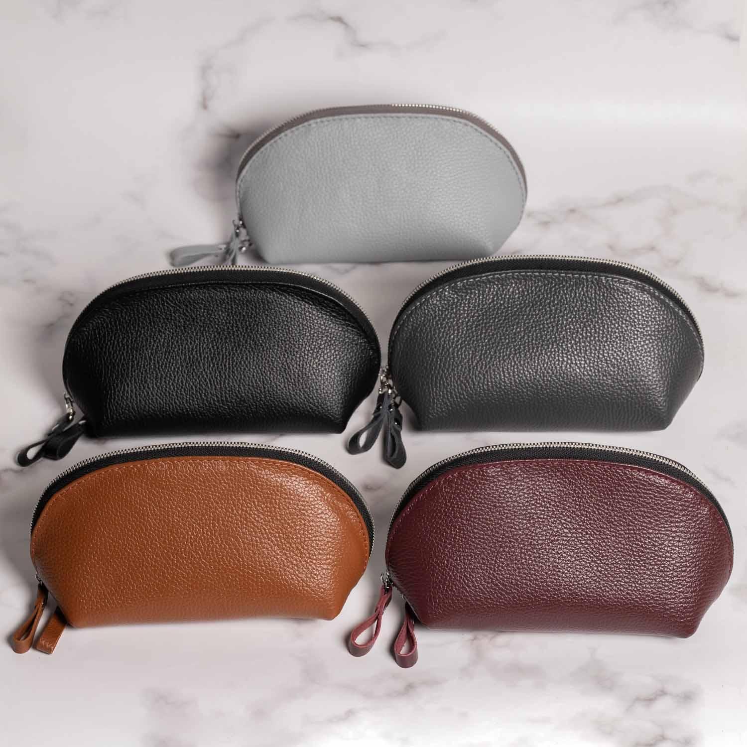 Full Grain Leather Makeup Bag for Women | Mirana