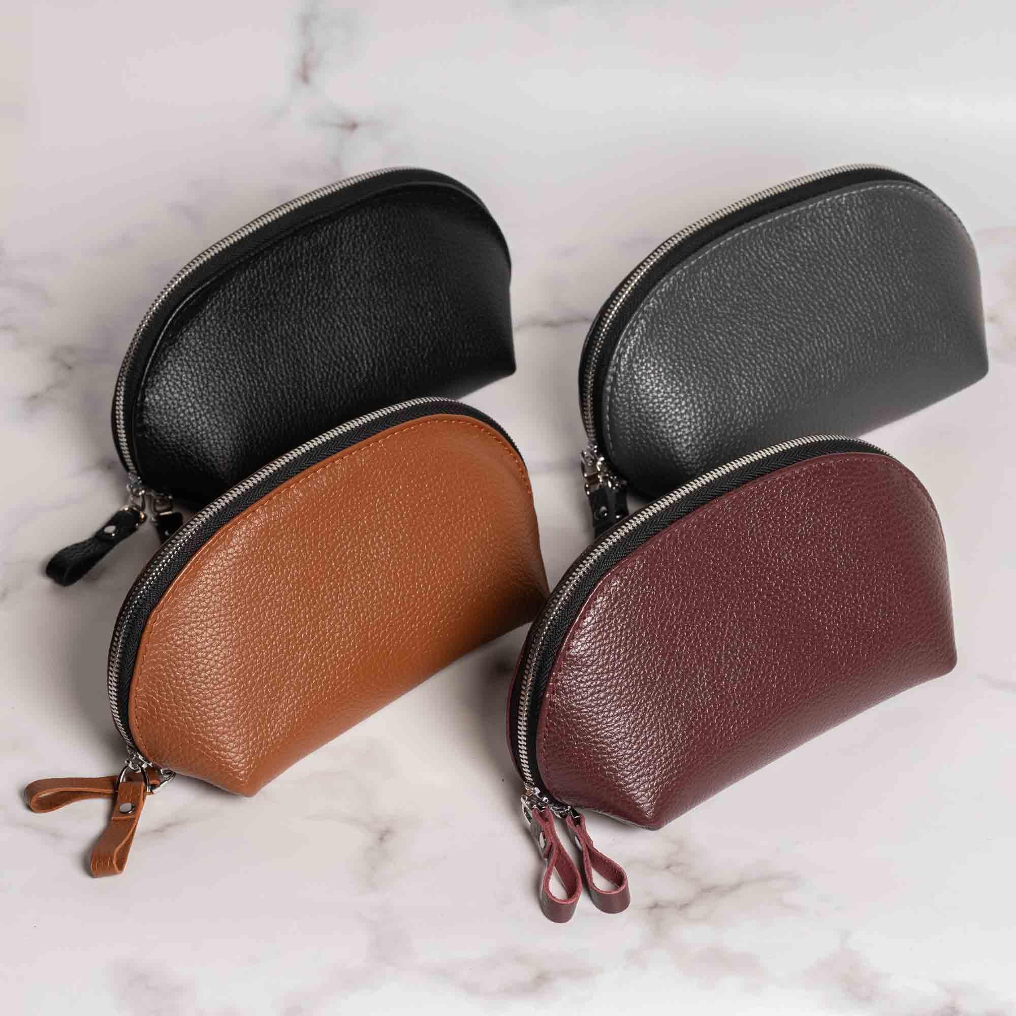 Full Grain Leather Makeup Bag for Women | Mirana