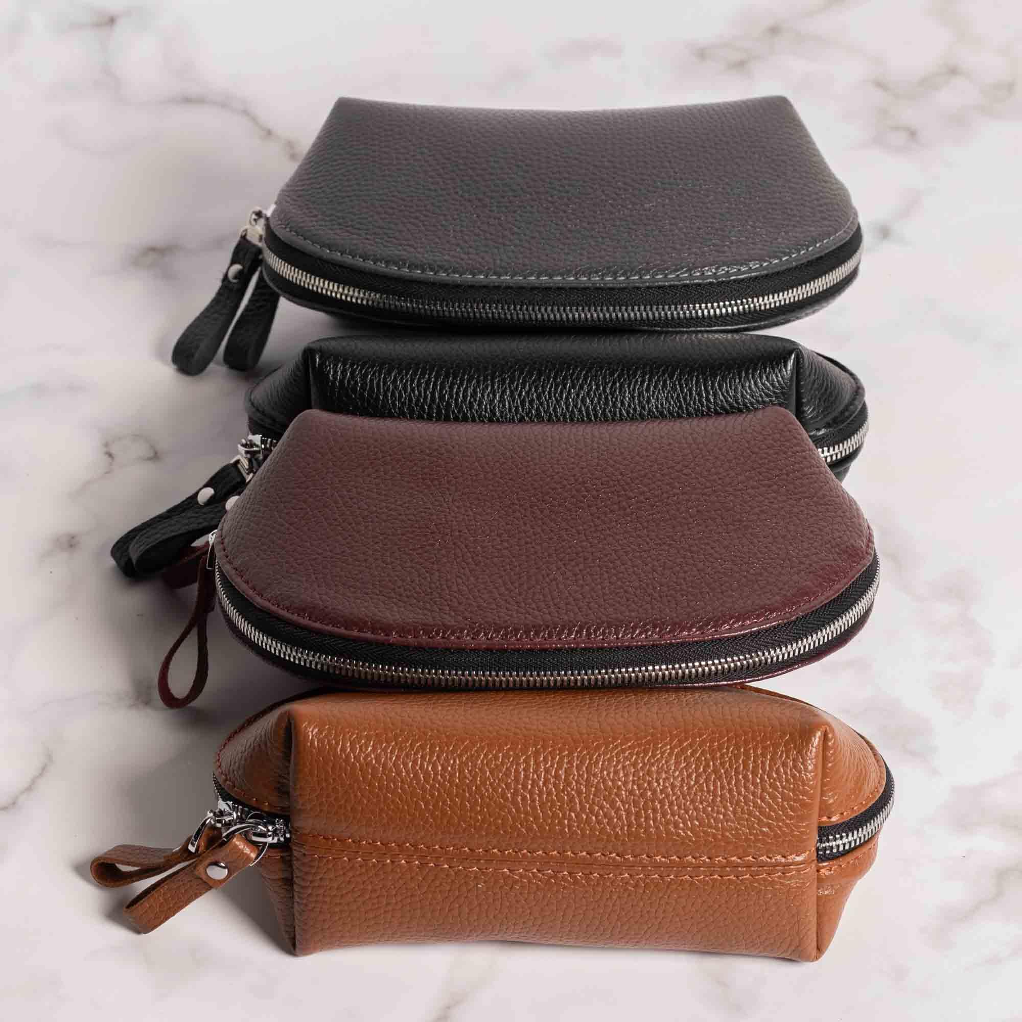 Full Grain Leather Makeup Bag for Women | Mirana