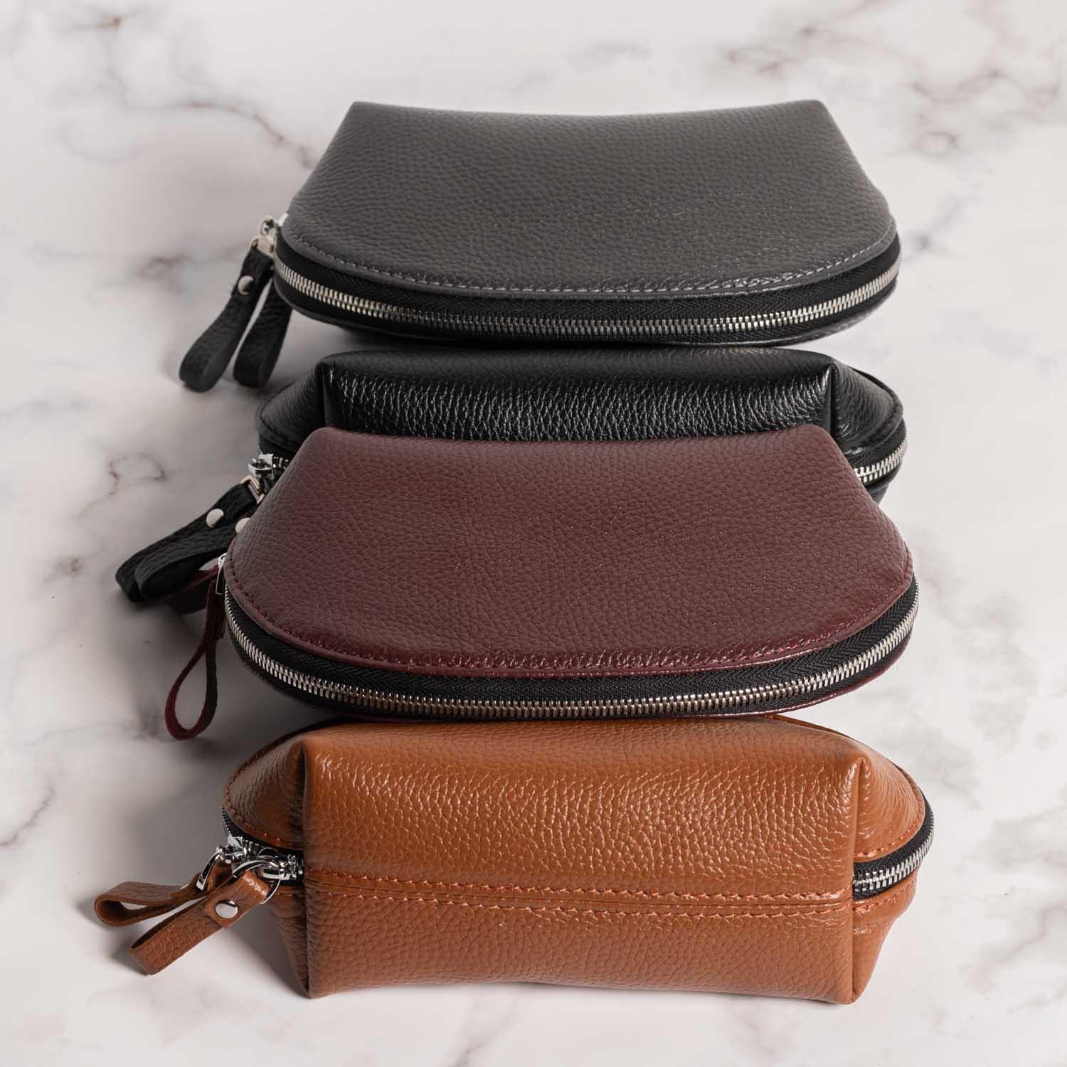 Full Grain Leather Makeup Bag for Women | Mirana
