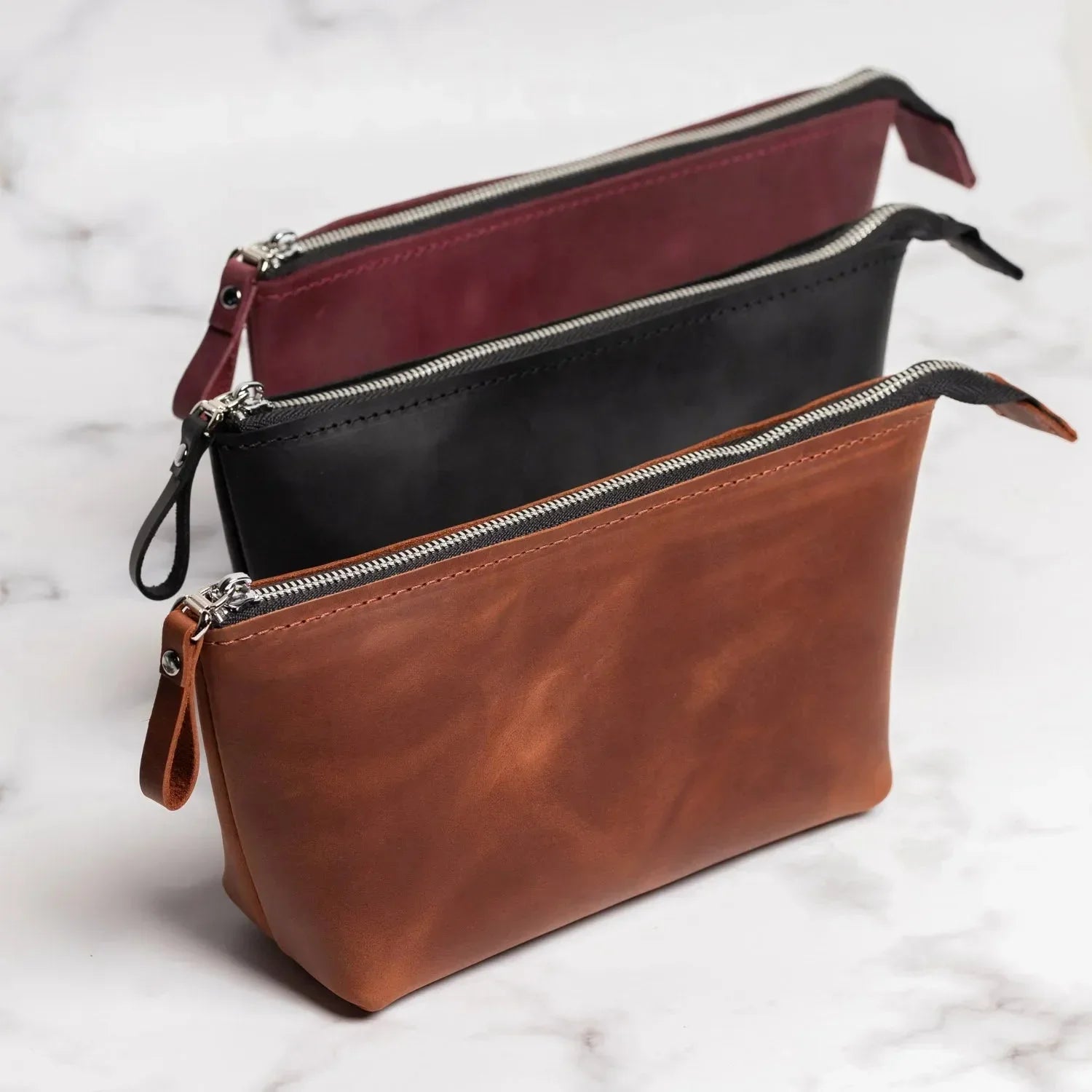Leather Cosmetic Travel Bag – Matte Waxed Finish | Allure