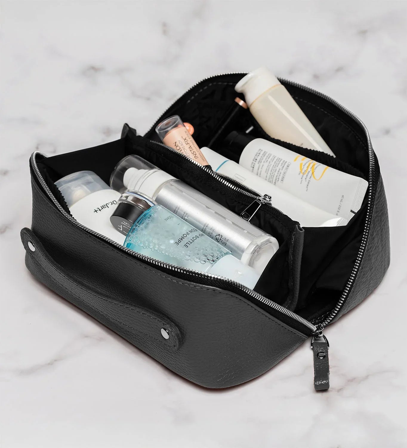 Full Grain Leather Cosmetic Bag β Travel Makeup Organizer | BeautyBox