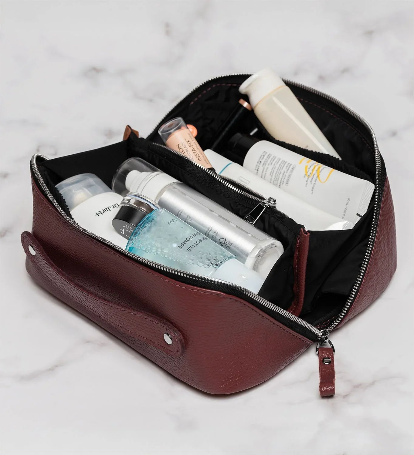 Full Grain Leather Cosmetic Bag β Travel Makeup Organizer | BeautyBox