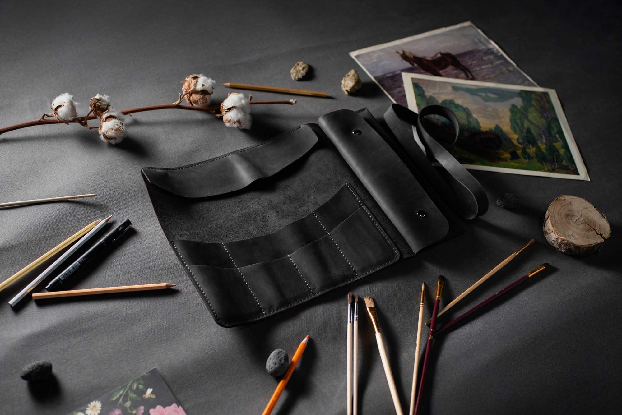 Artist’s Brush and Tool Roll – Handmade in Waxed Leather