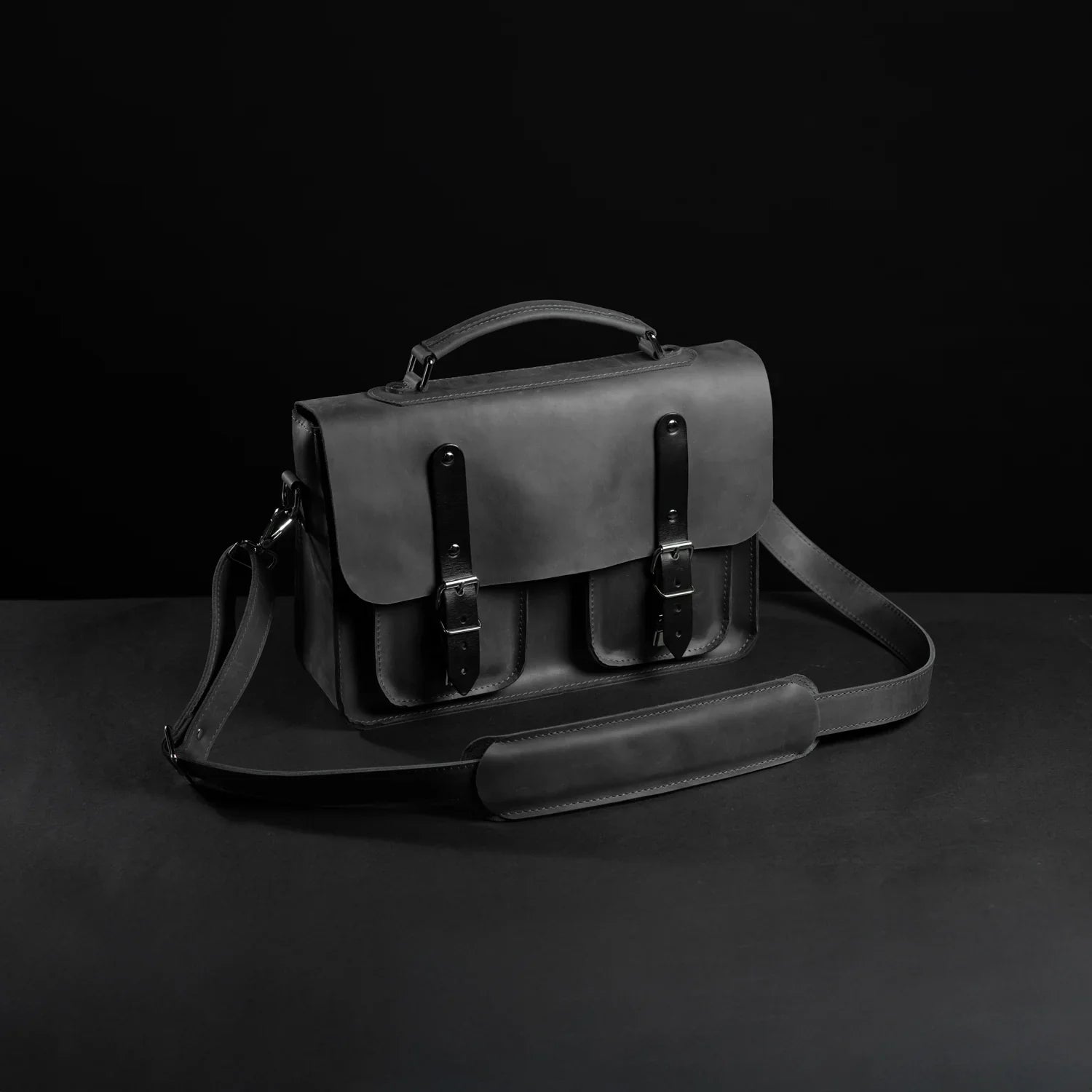 Waxed Matte Leather Satchel Bag | Barrister