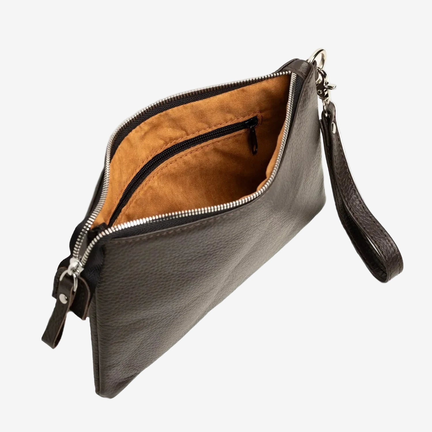 Grainy Leather Clutch with Zipper – 3 Sizes