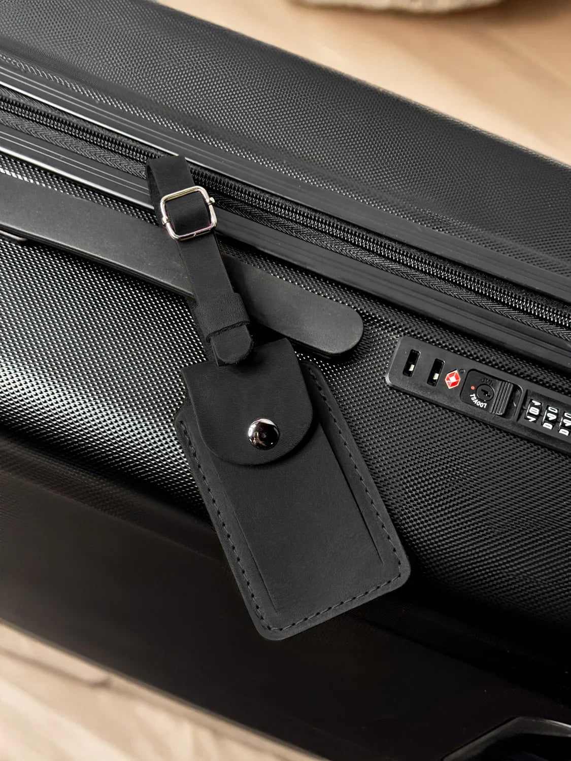 Matte Leather Luggage Tag with Pocket Travel Accessory