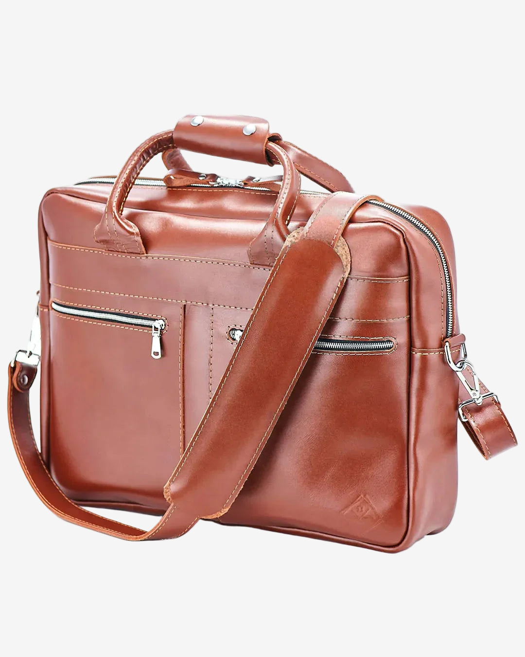 Men's Zippered Leather Briefcase – Work & Everyday Laptop Bag