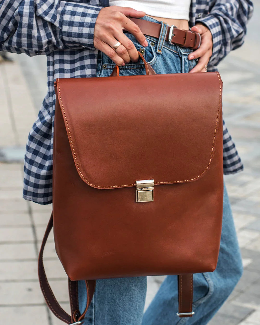 Women's Leather Backpack with Flap Closure – Everyday Style & Comfort | Ember