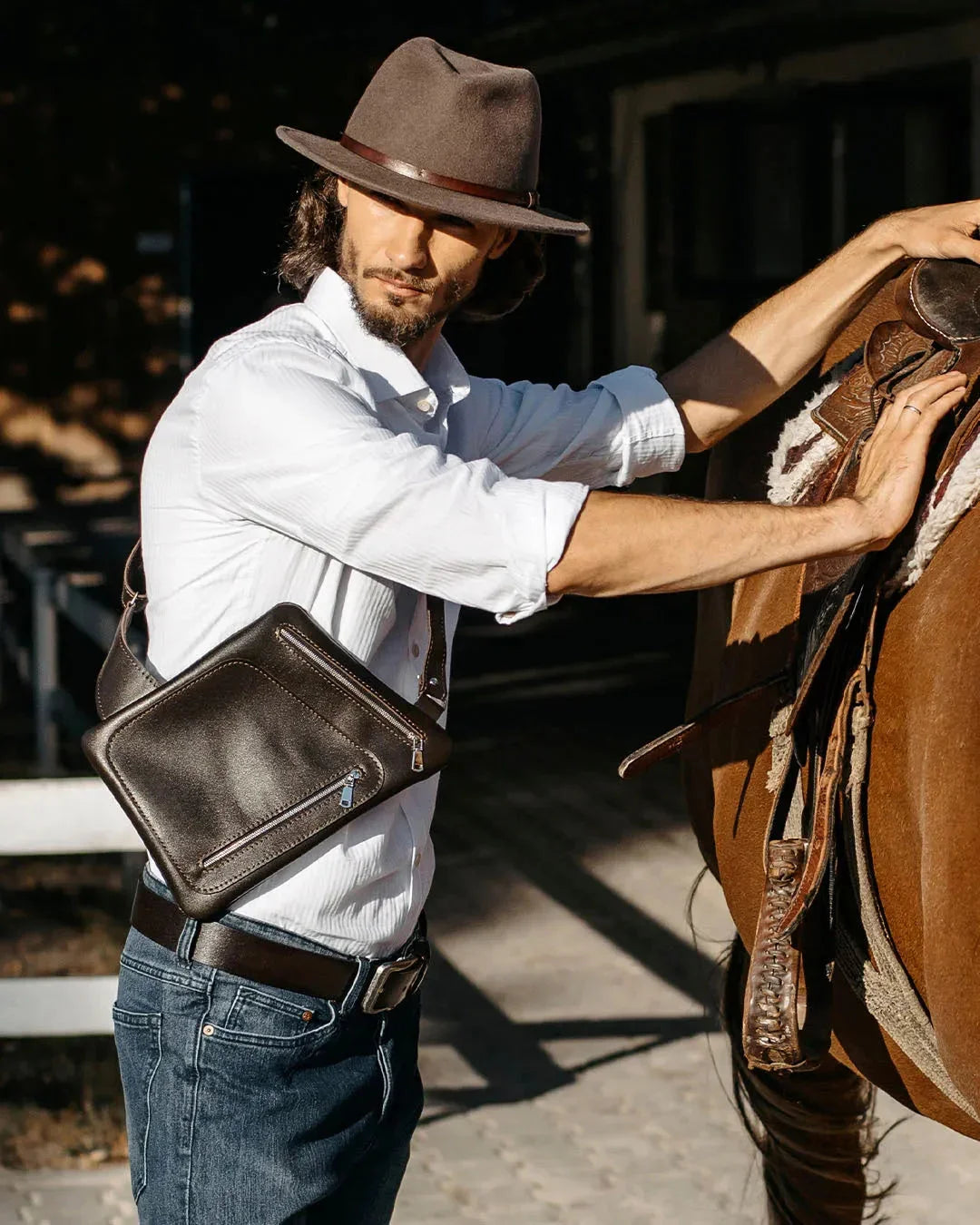 Smooth Leather Sling Bag for Men's | Hidden
