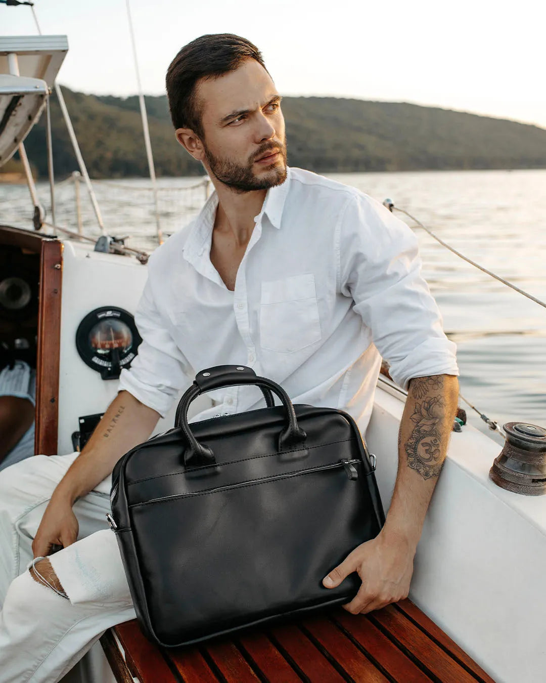 Men's Zippered Leather Briefcase – Work & Everyday Laptop Bag