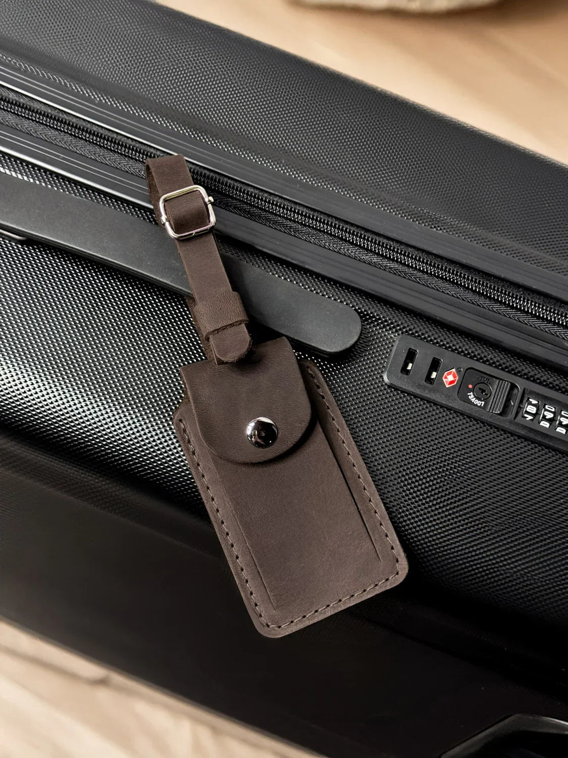 Matte Leather Luggage Tag with Pocket Travel Accessory