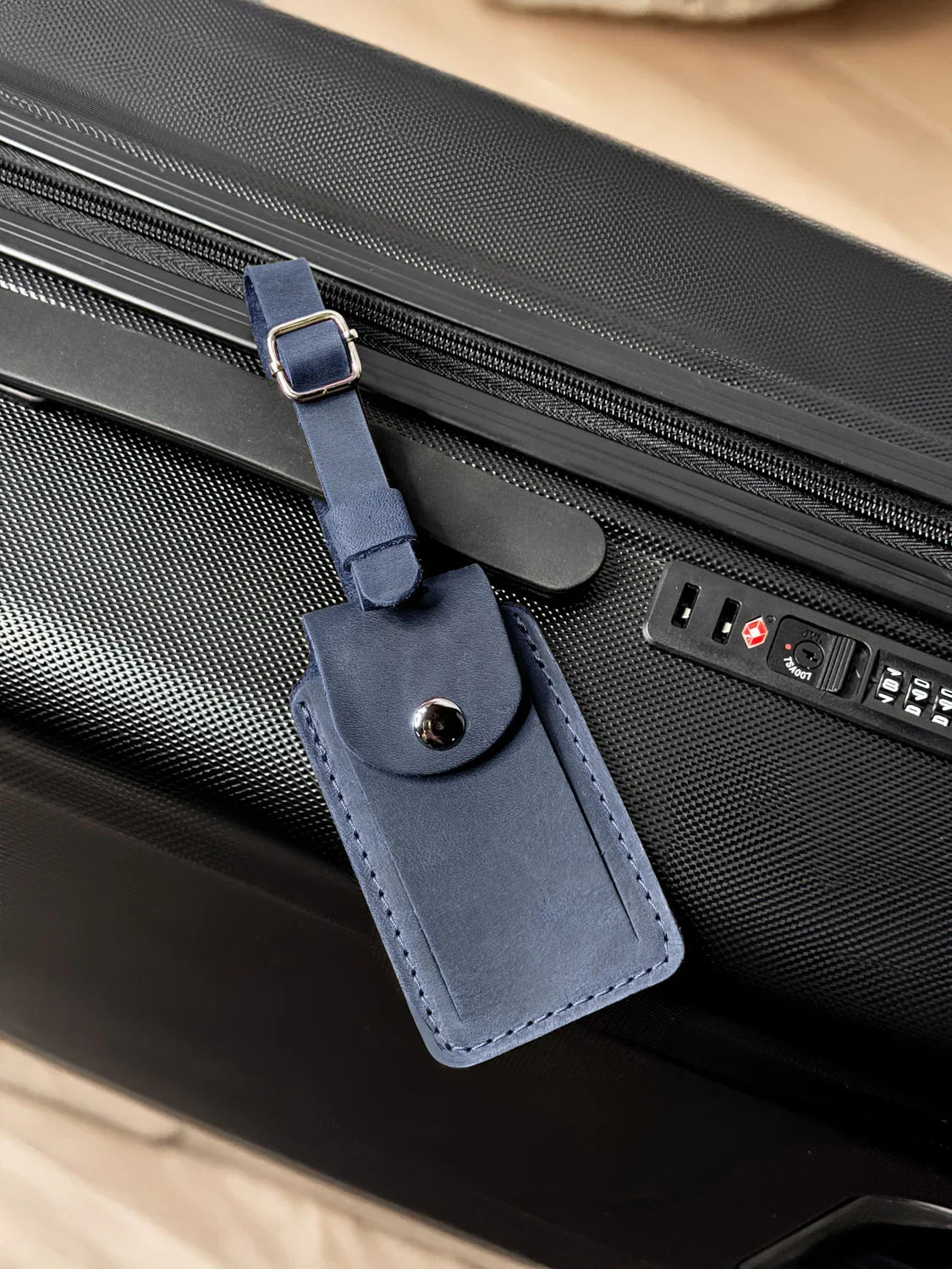 Matte Leather Luggage Tag with Pocket Travel Accessory