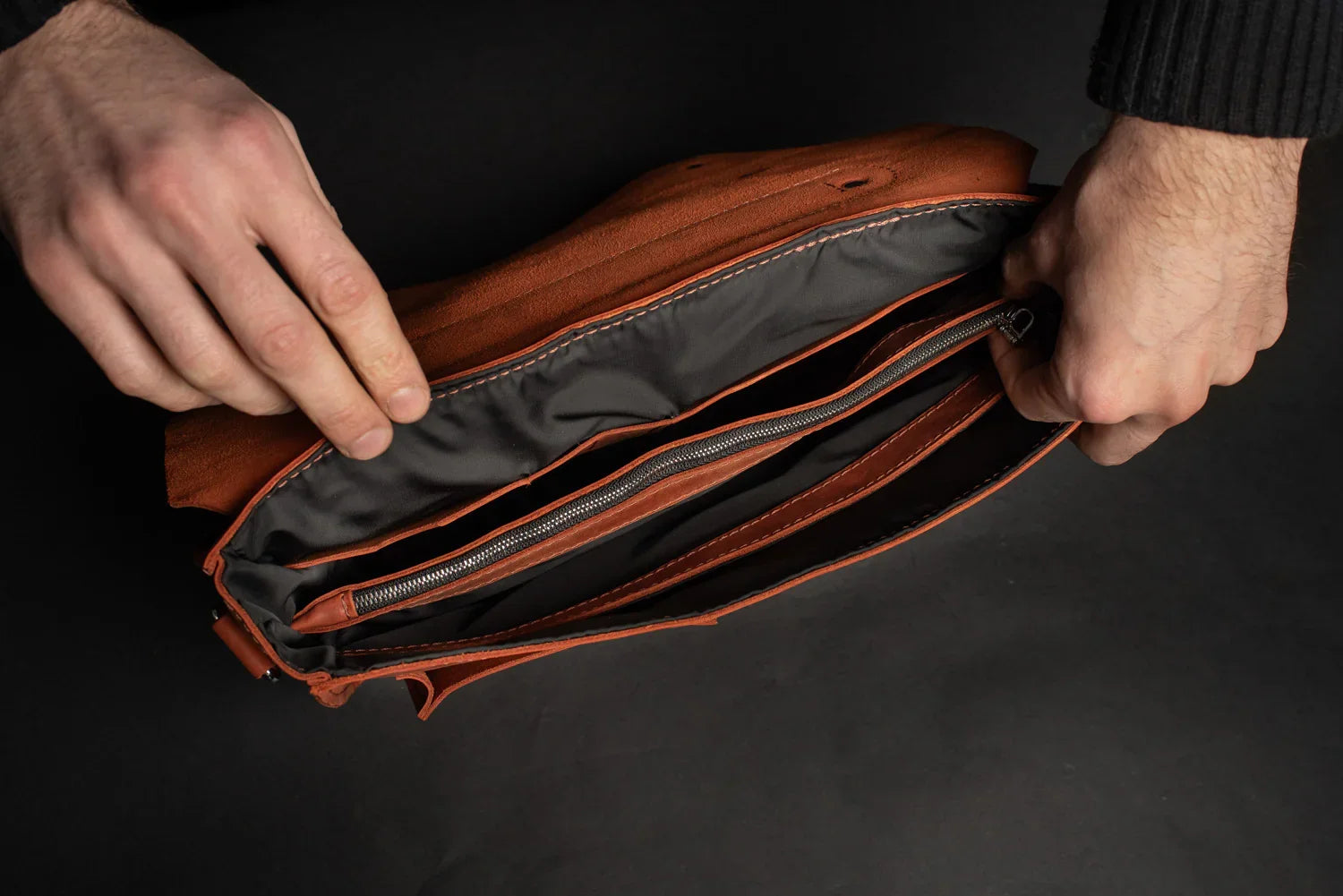 Waxed Matte Leather Satchel Bag | Barrister