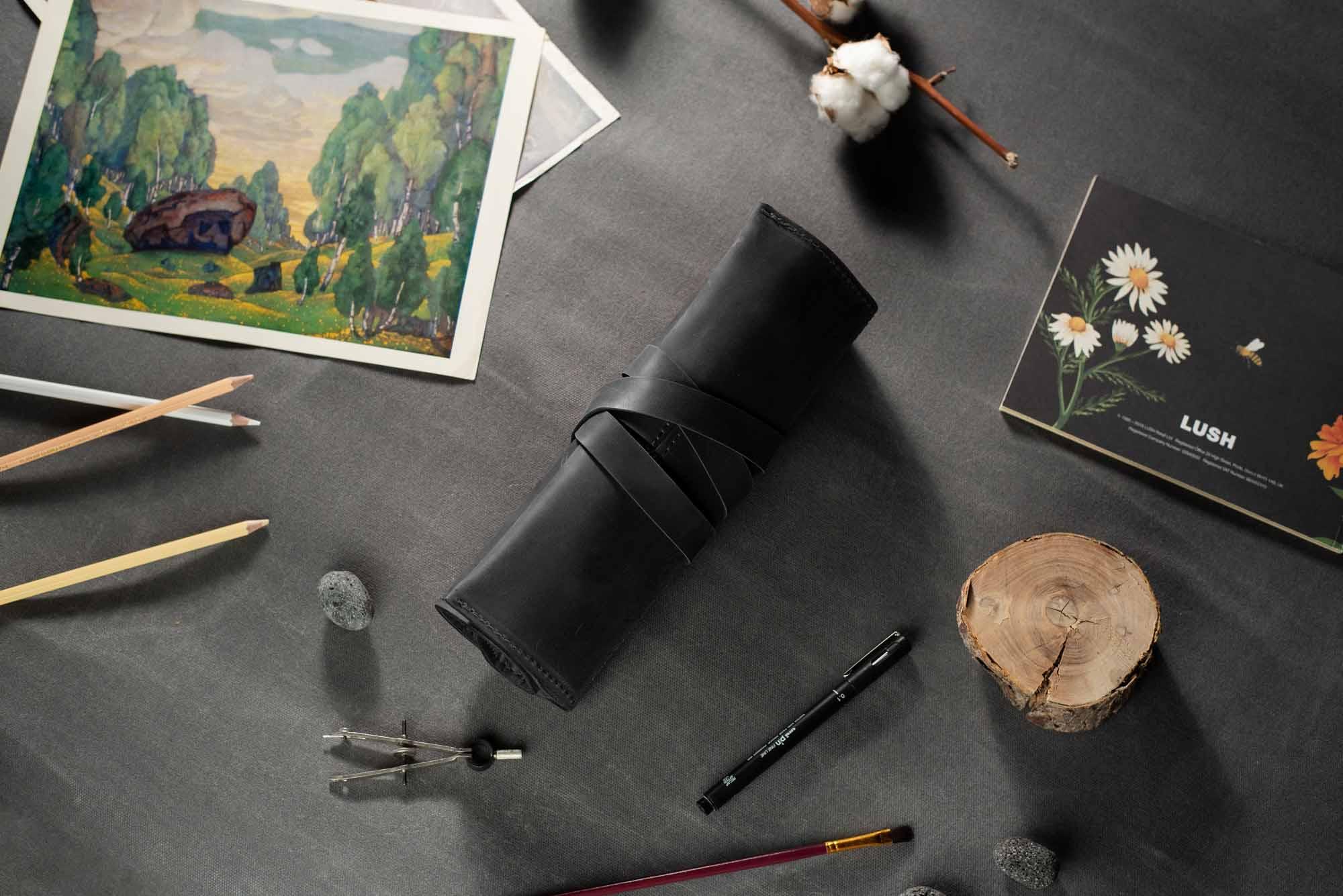 Artist’s Brush and Tool Roll – Handmade in Waxed Leather