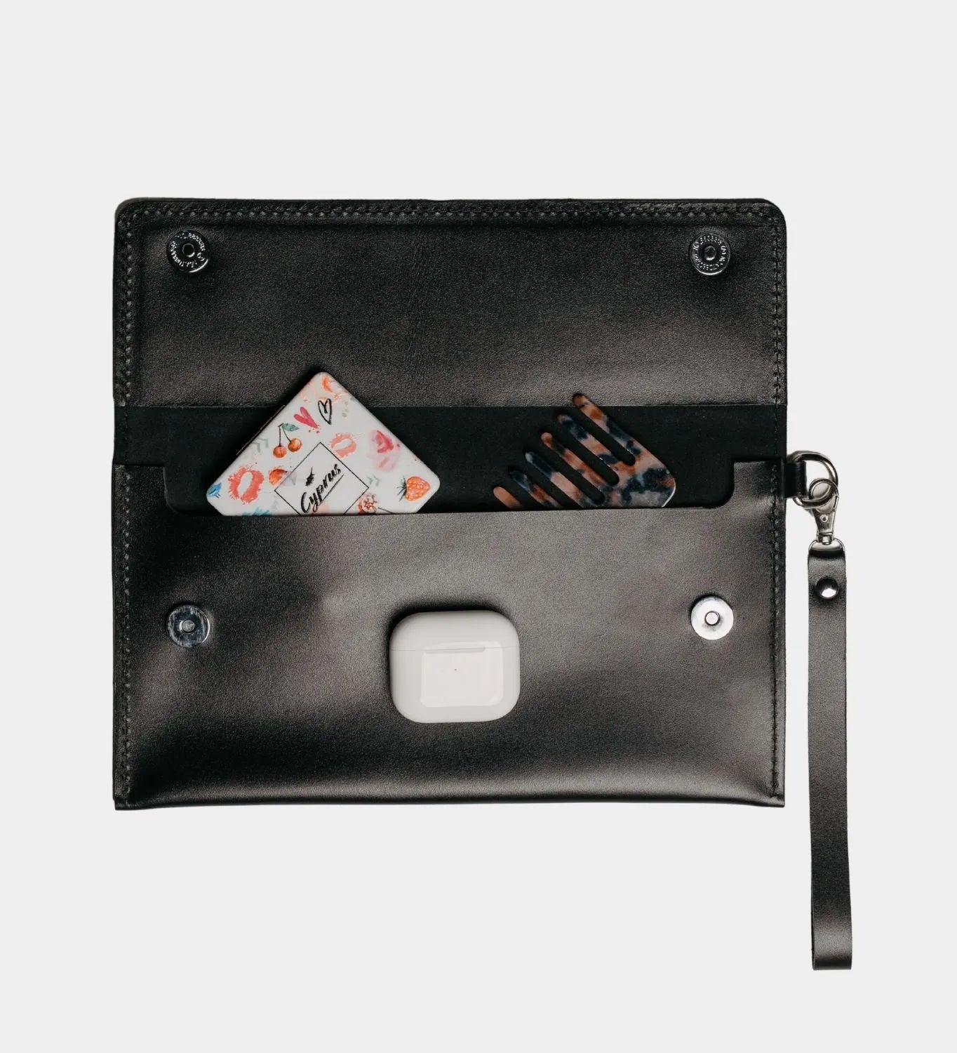 Double-Sided Leather Clutch with Handle