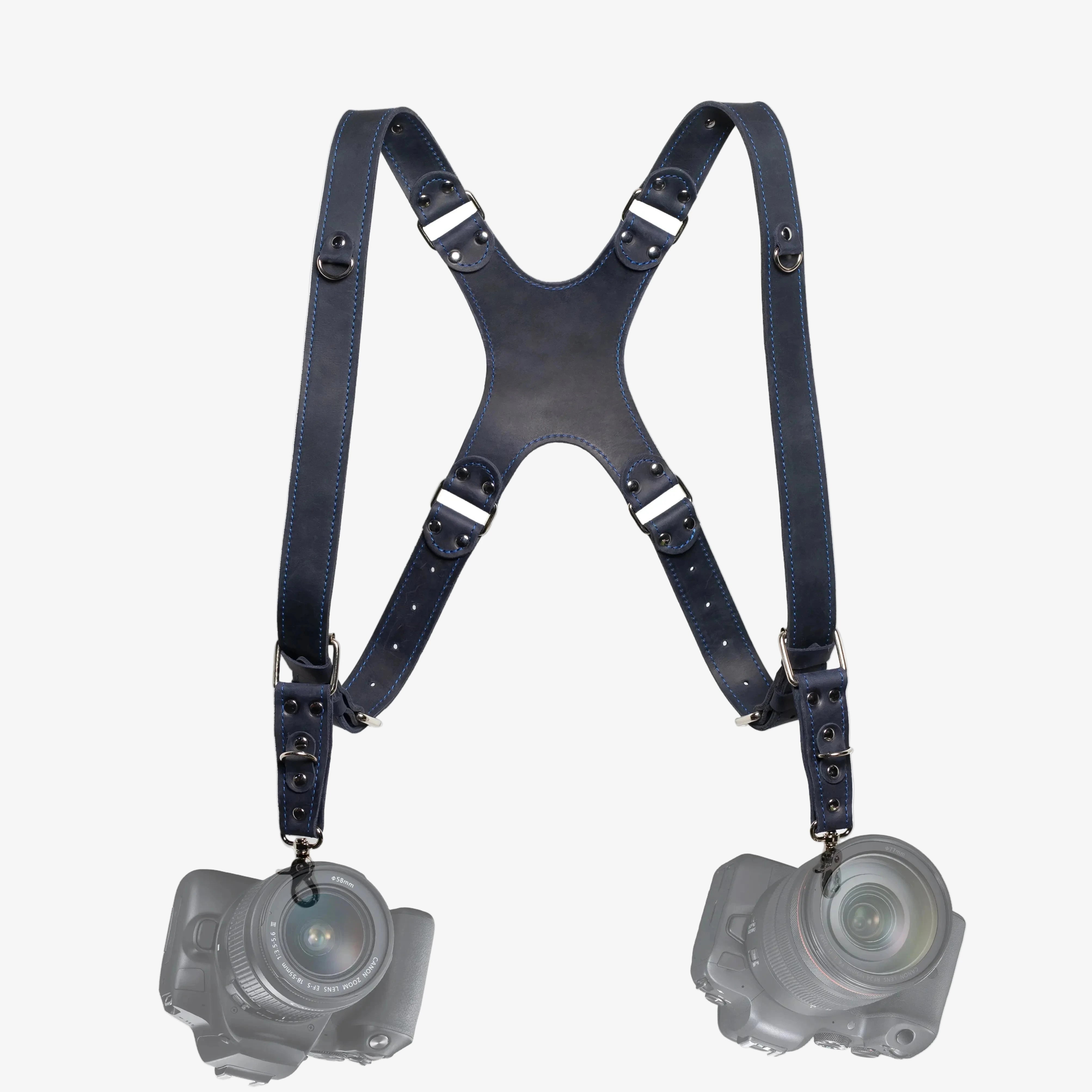 Dual Camera Harness – Matte Leather with Custom Logo Option