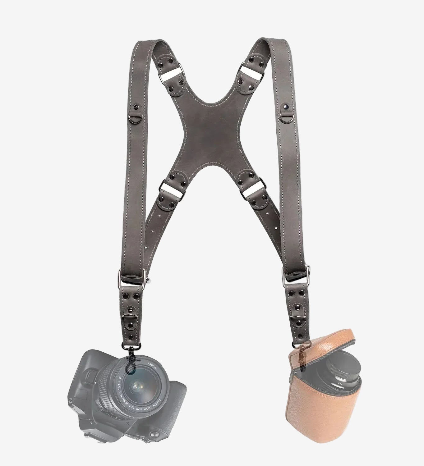 Dual Camera Harness – Matte Leather with Custom Logo Option