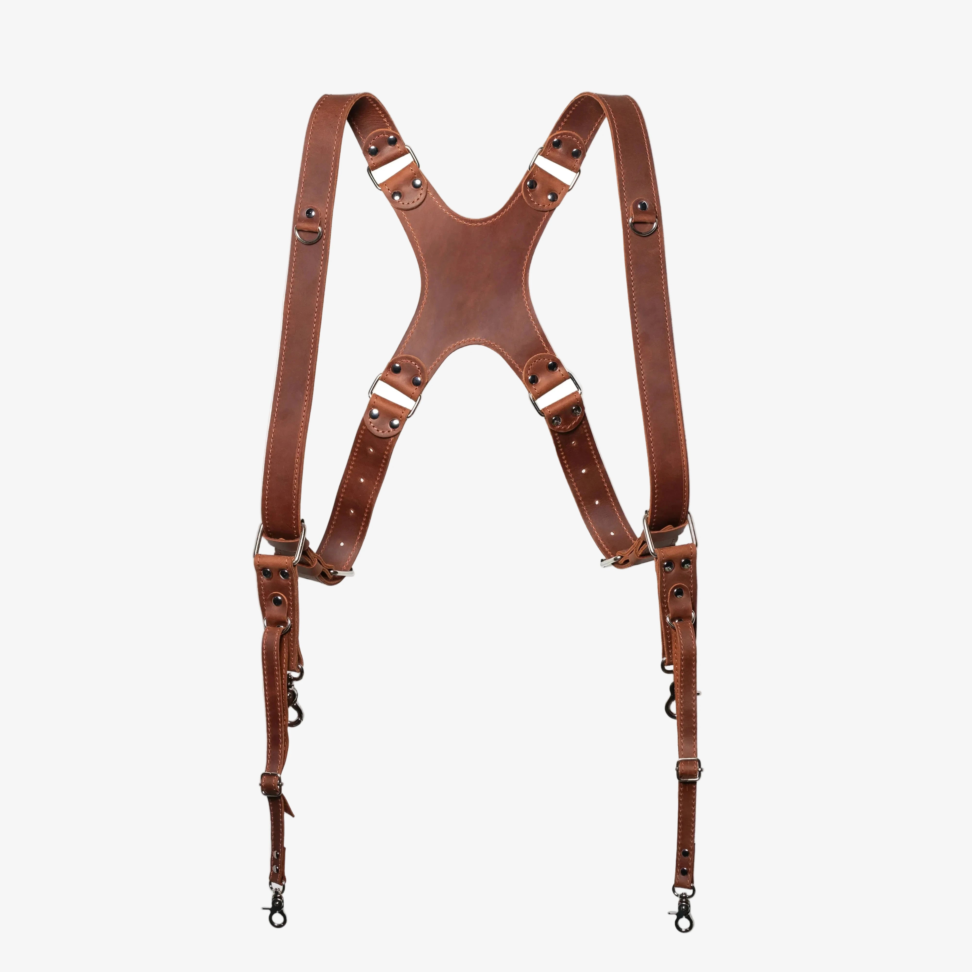 Dual Camera Harness – Matte Leather with Custom Logo Option