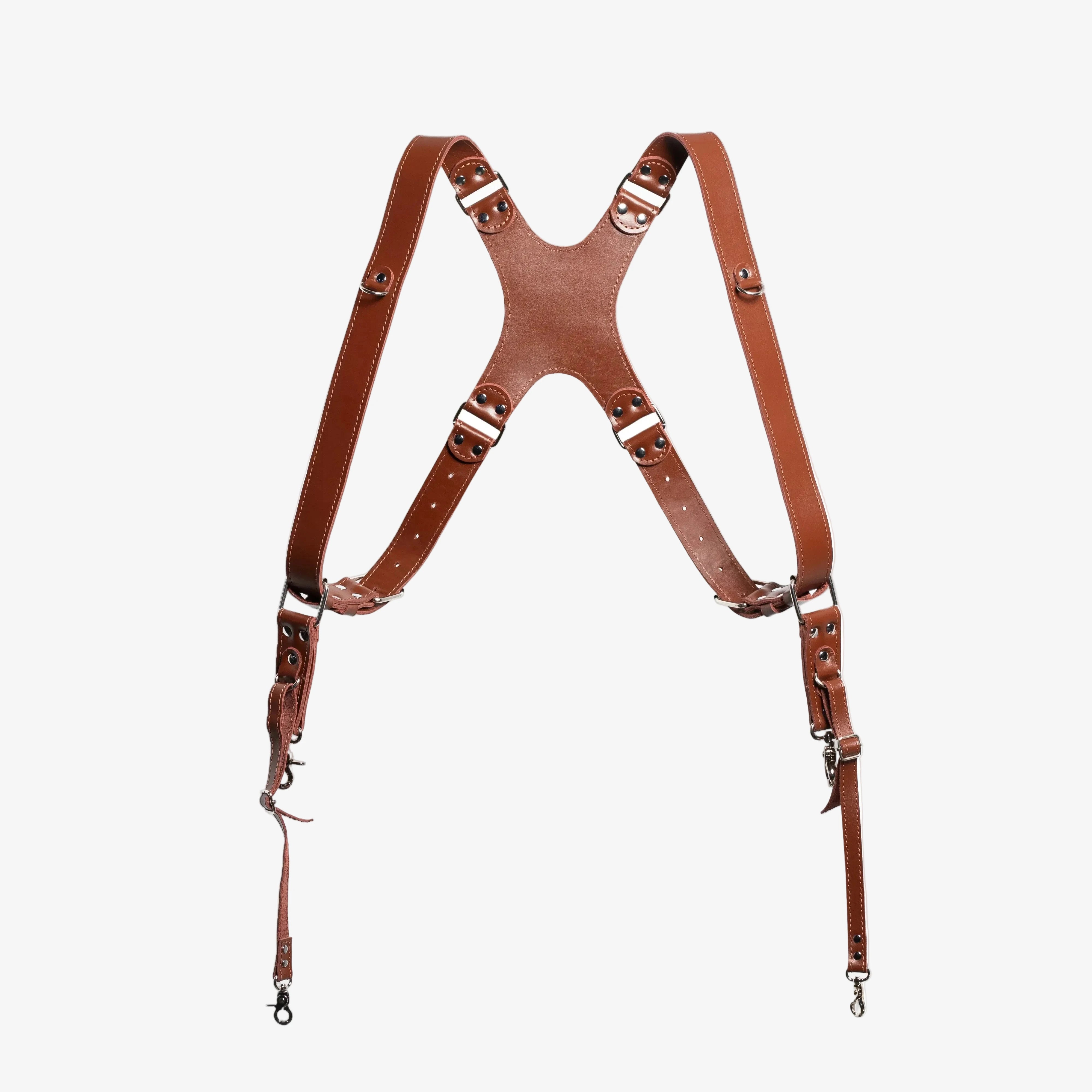Smooth Leather Dual Camera Harness – Adjustable & Secure Fit