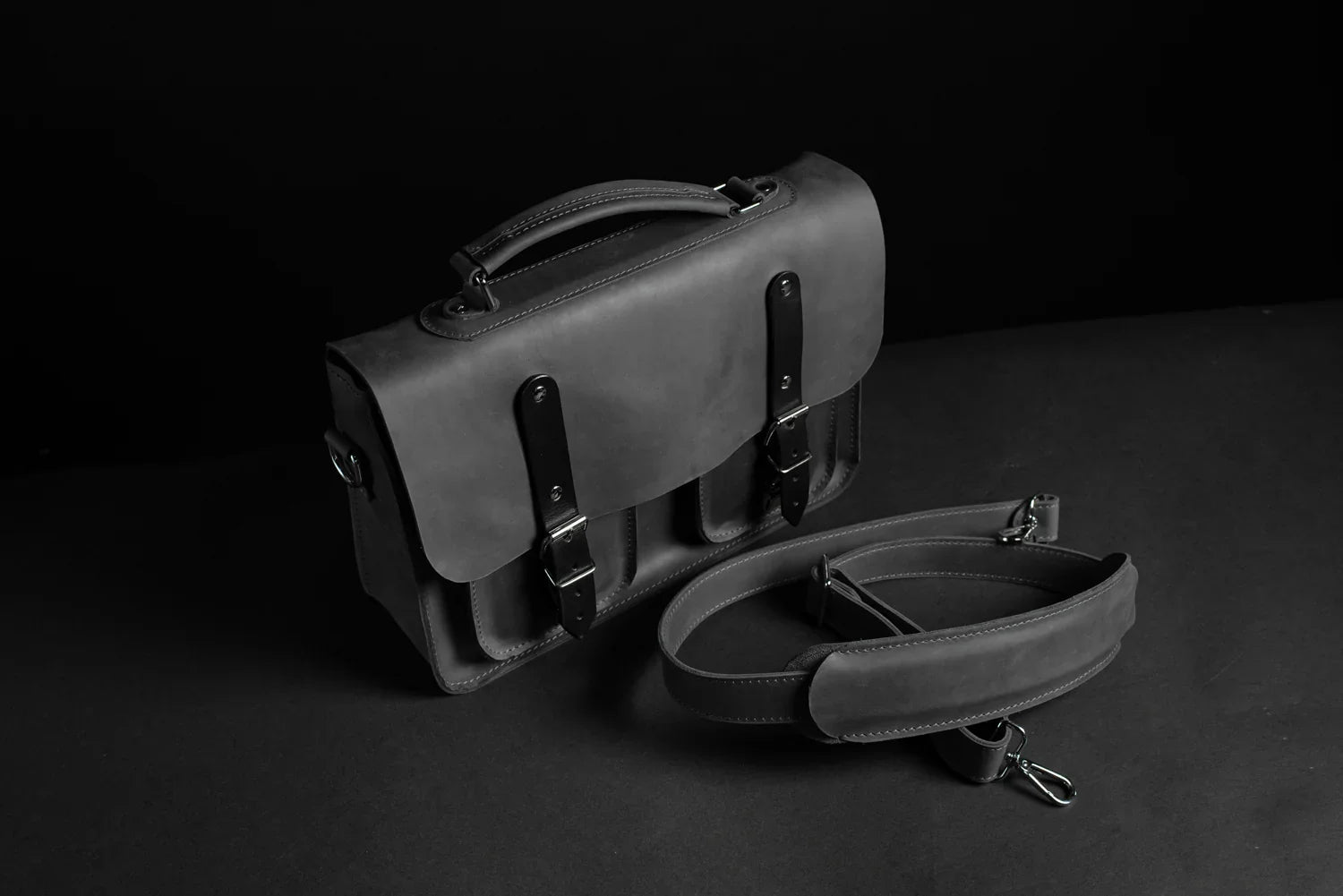 Waxed Matte Leather Satchel Bag | Barrister