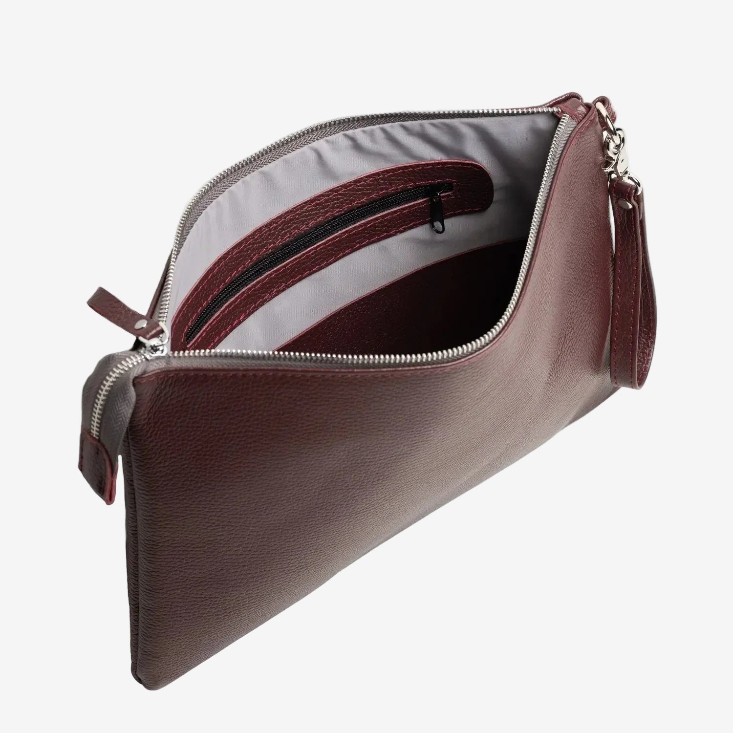 Grainy Leather Clutch with Zipper – 3 Sizes