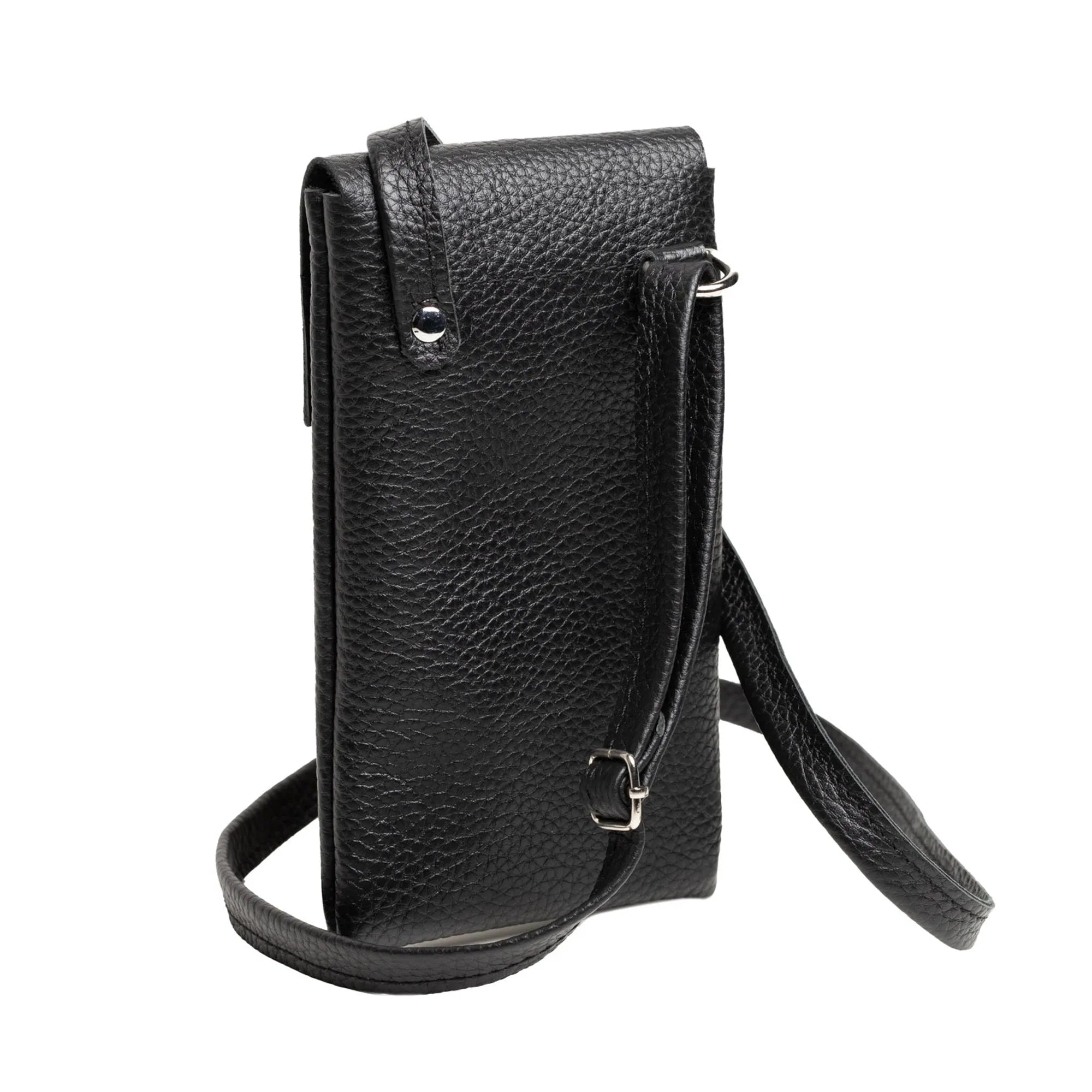 Full grain Leather Phone Bag | Graini Black - Wenderfarer