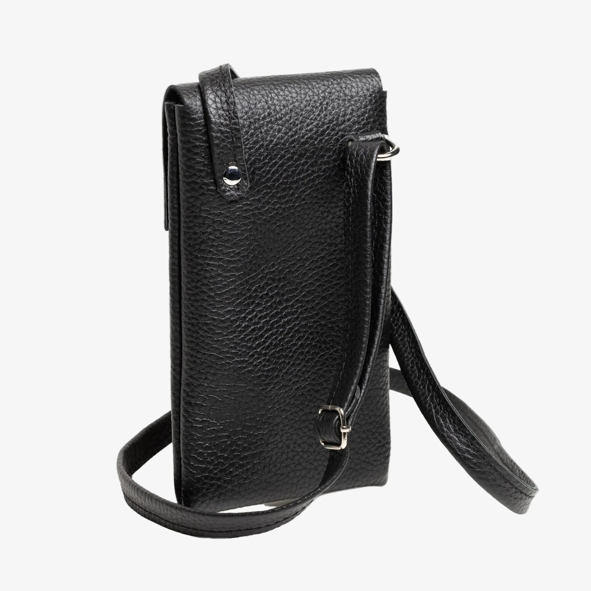Full grain Leather Phone Bag | Graini Black - Wenderfarer