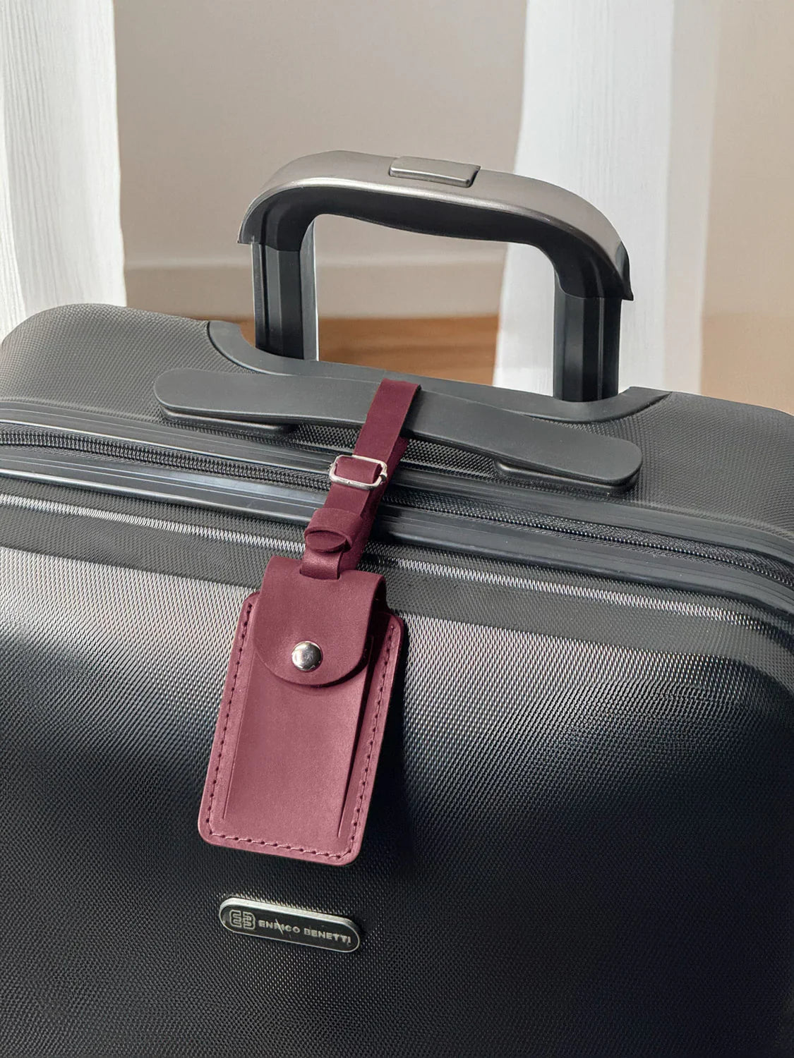 Matte Leather Luggage Tag with Pocket Travel Accessory