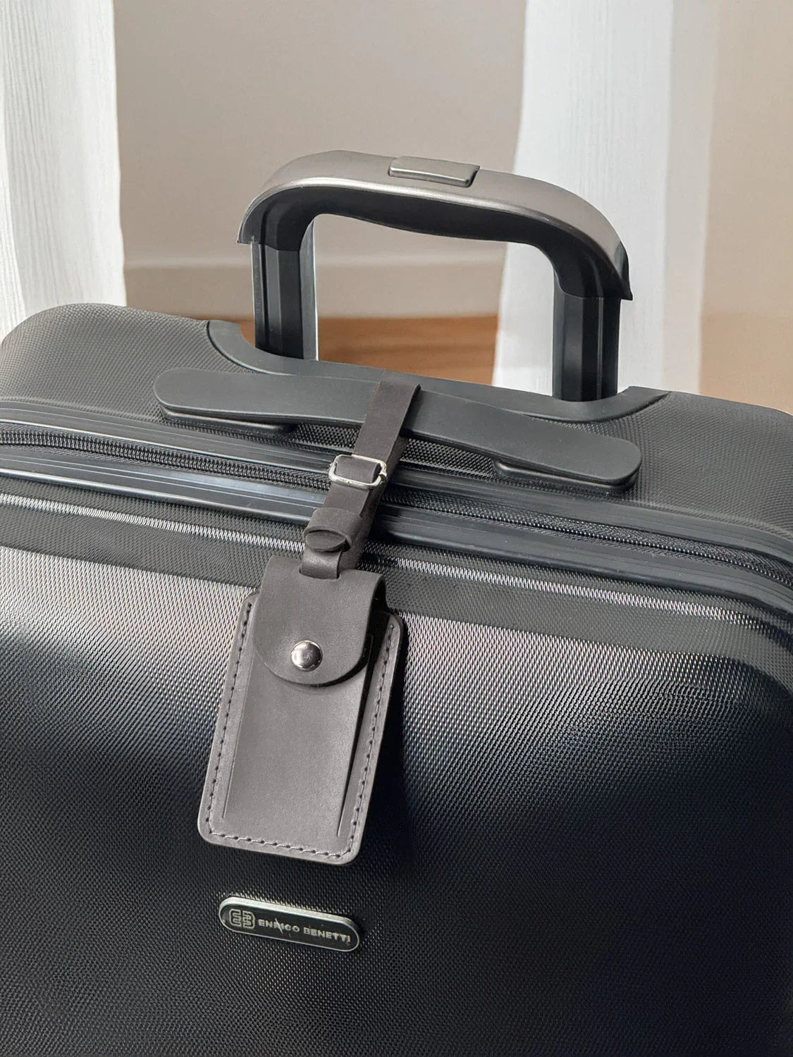 Matte Leather Luggage Tag with Pocket Travel Accessory