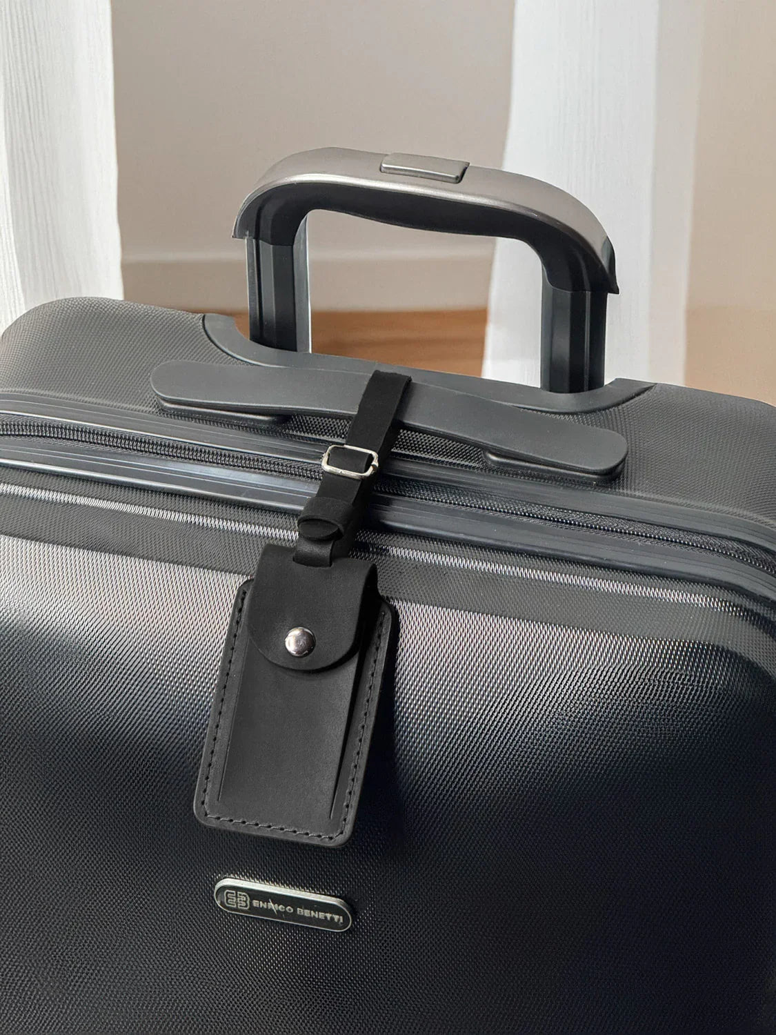 Matte Leather Luggage Tag with Pocket Travel Accessory