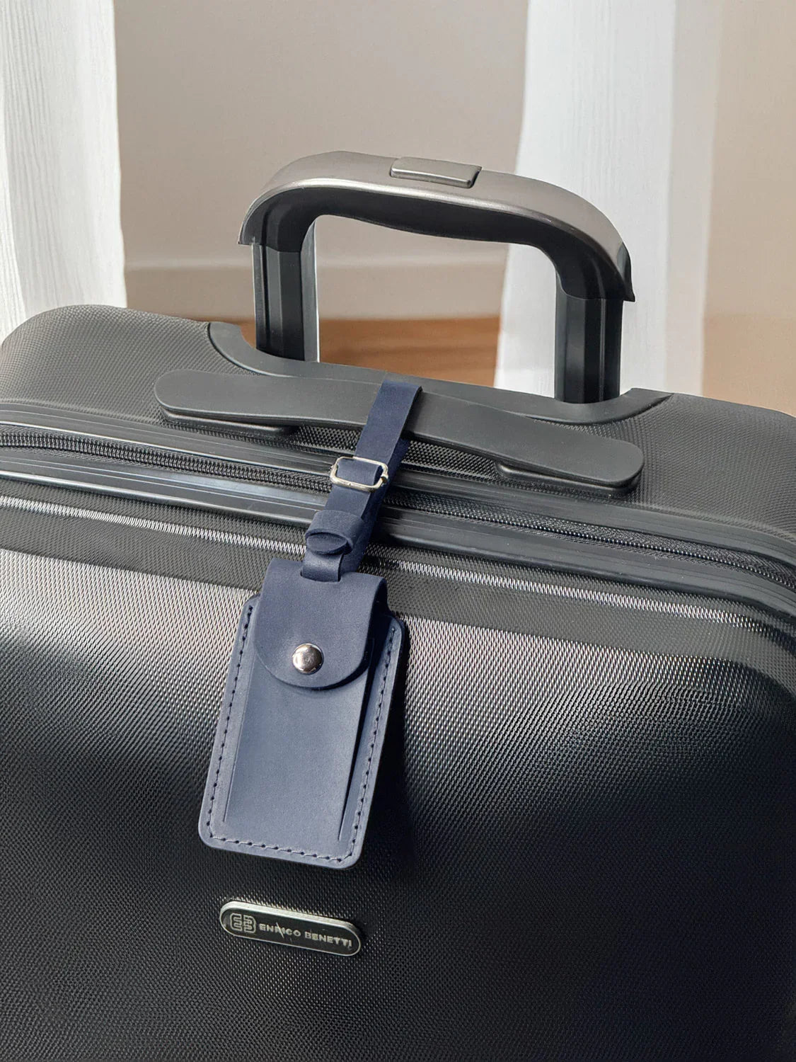 Matte Leather Luggage Tag with Pocket Travel Accessory