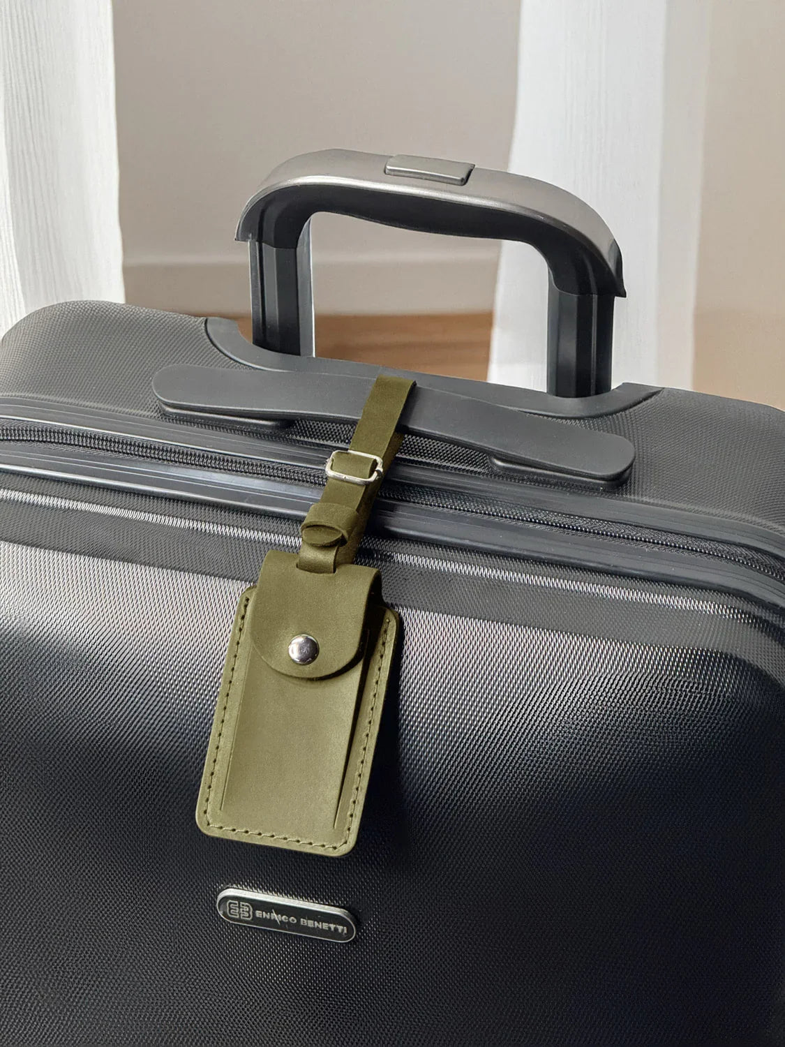 Matte Leather Luggage Tag with Pocket Travel Accessory