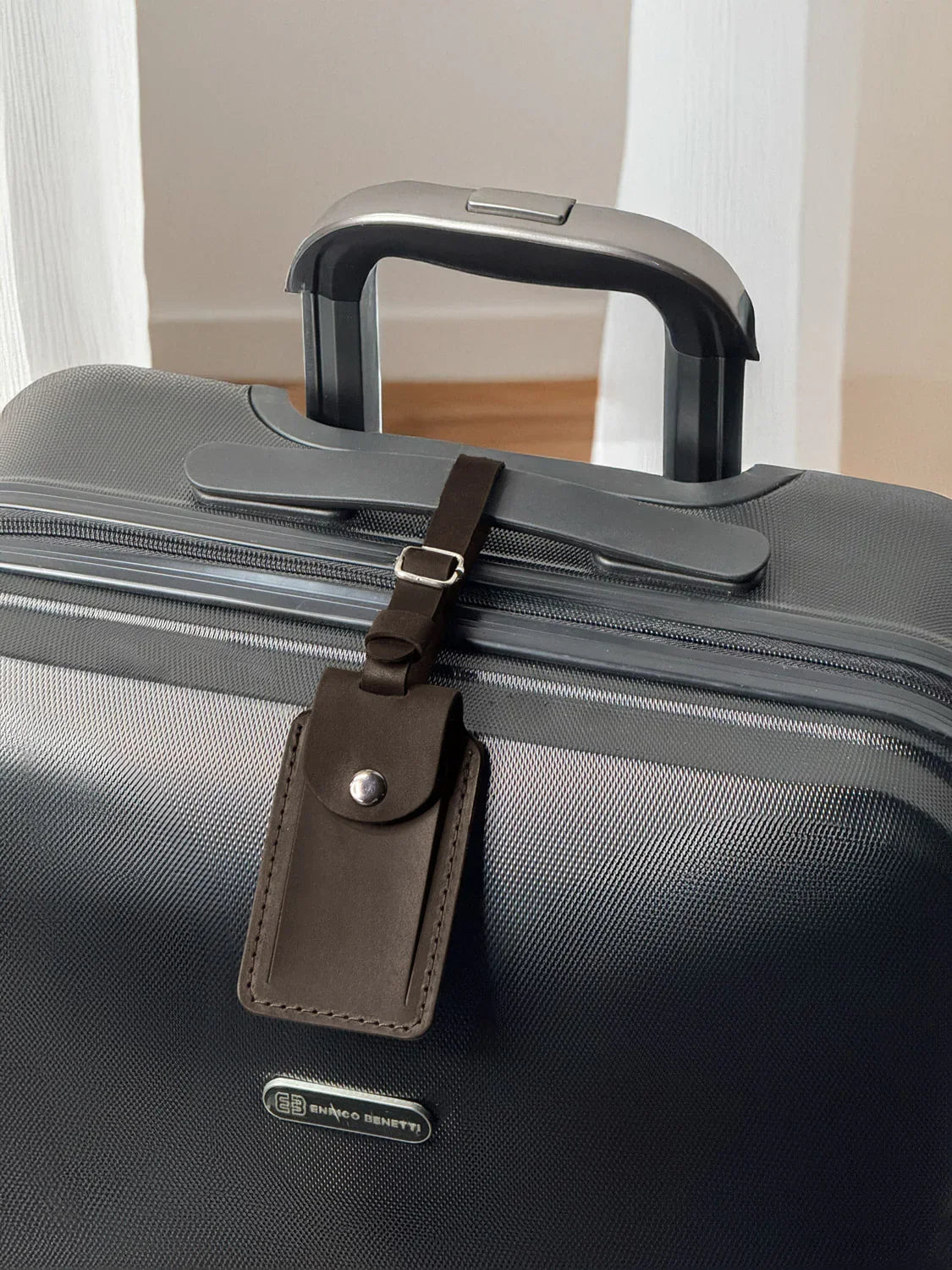 Matte Leather Luggage Tag with Pocket Travel Accessory