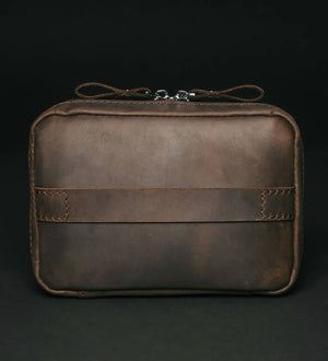 Distressed Leather Tech Organizer with Zipper | Tech & Cable Case