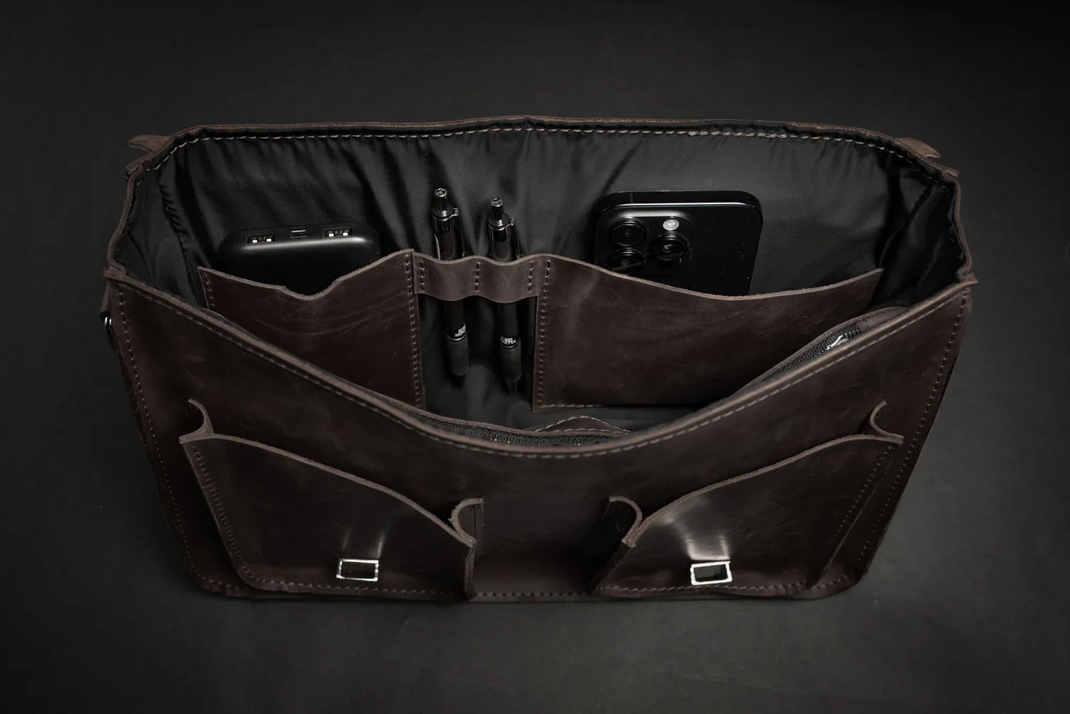 Waxed Matte Leather Satchel Bag | Barrister